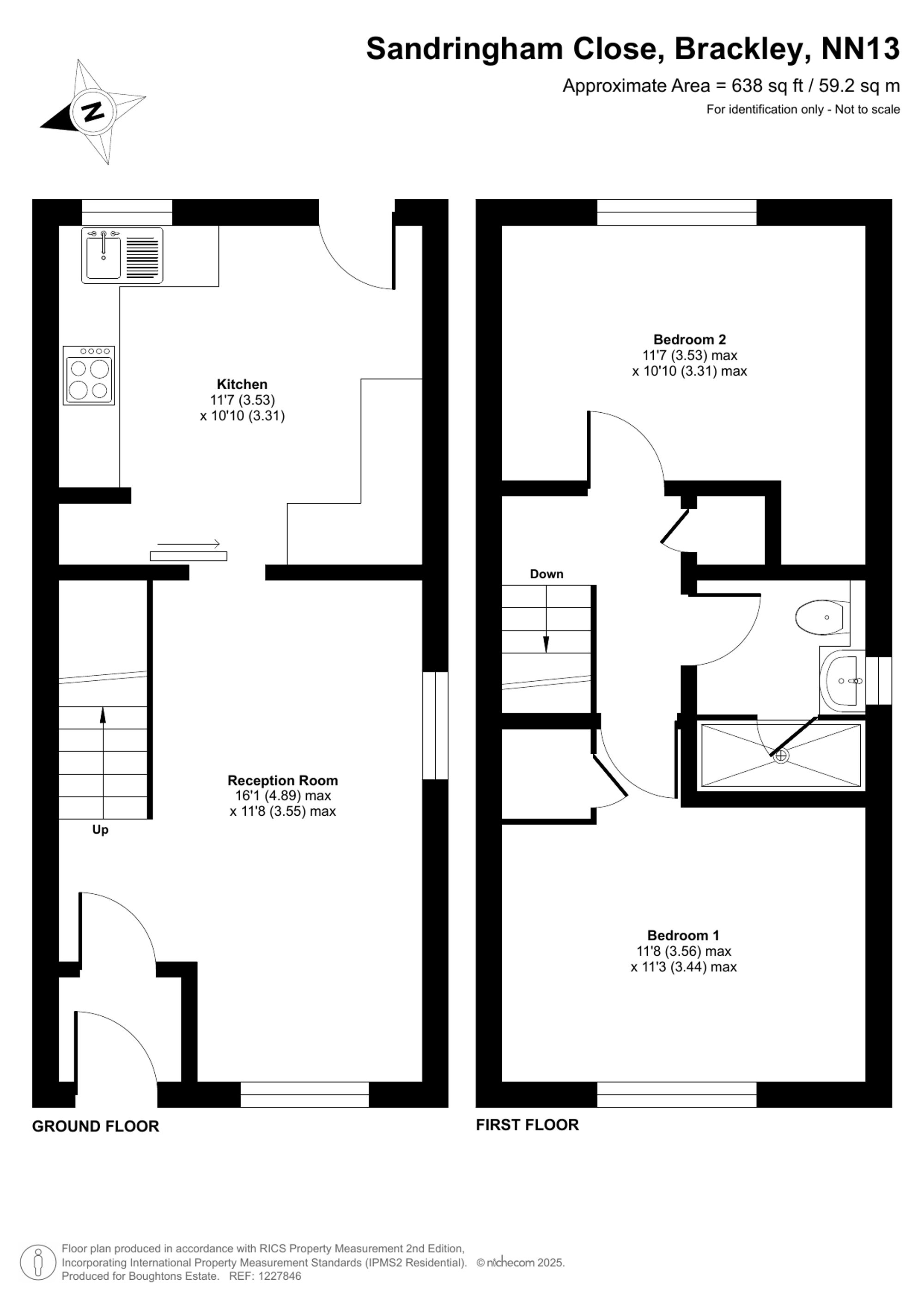 2 bed semi-detached house for sale in Sandringham Close, Brackley - Property floorplan