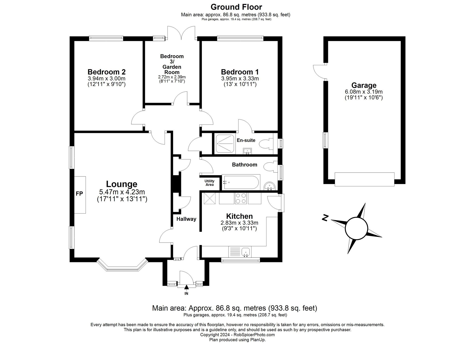 3 bed detached bungalow for sale in Thornhill, Banbury - Property floorplan