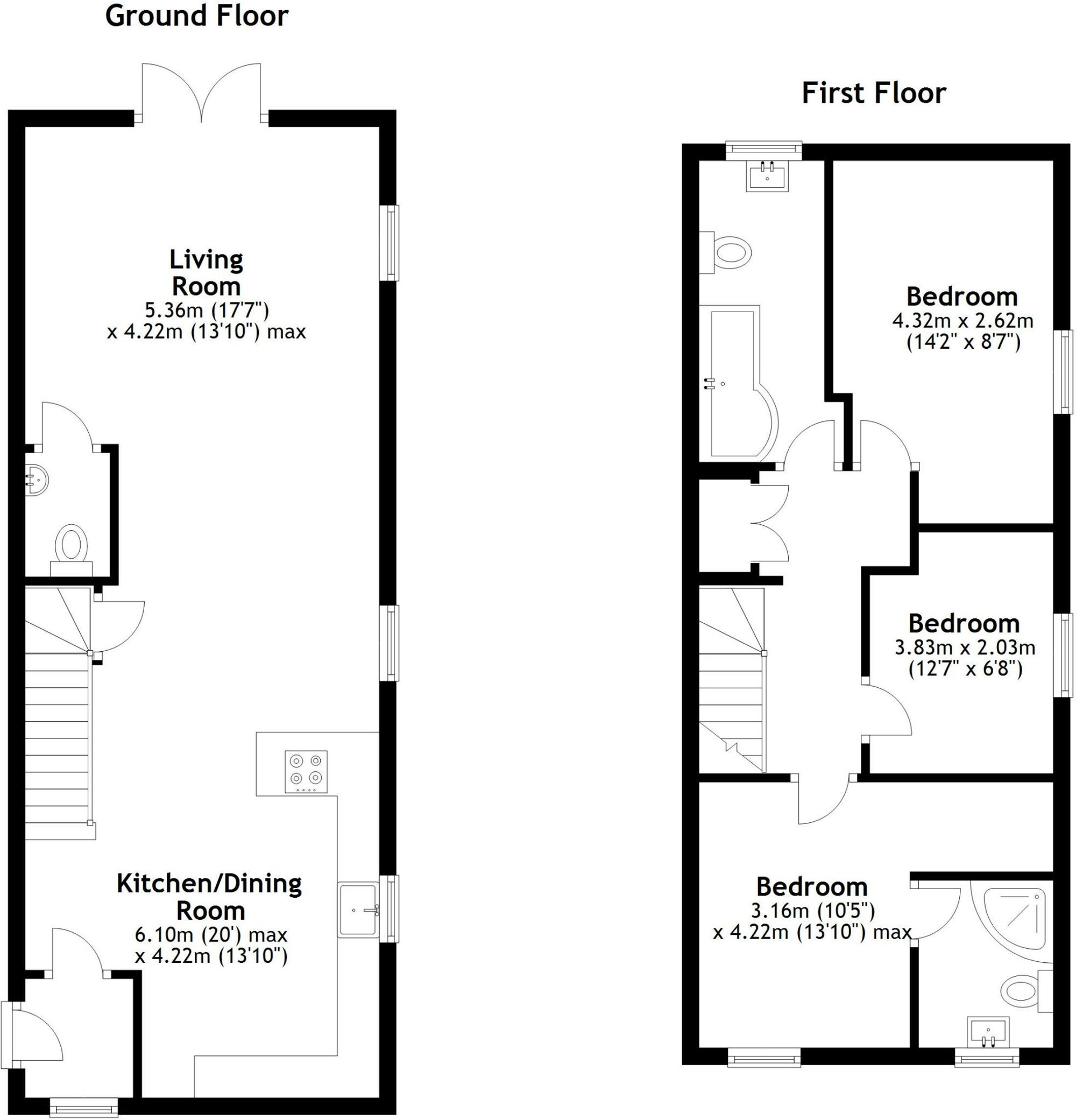 3 bed end of terrace house for sale in Manor Road, Brackley - Property floorplan