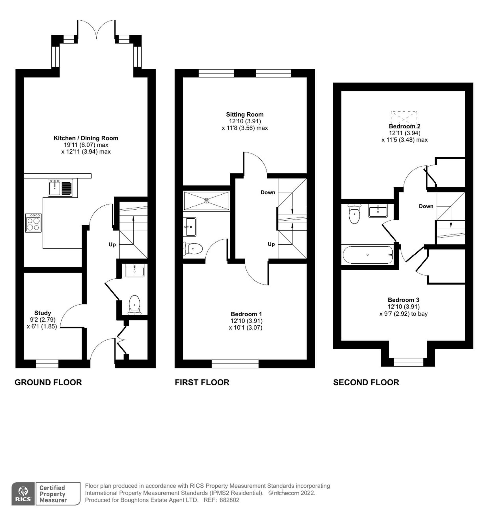 3 bed mid-terraced house for sale in Desdemona Way, Brackley - Property floorplan