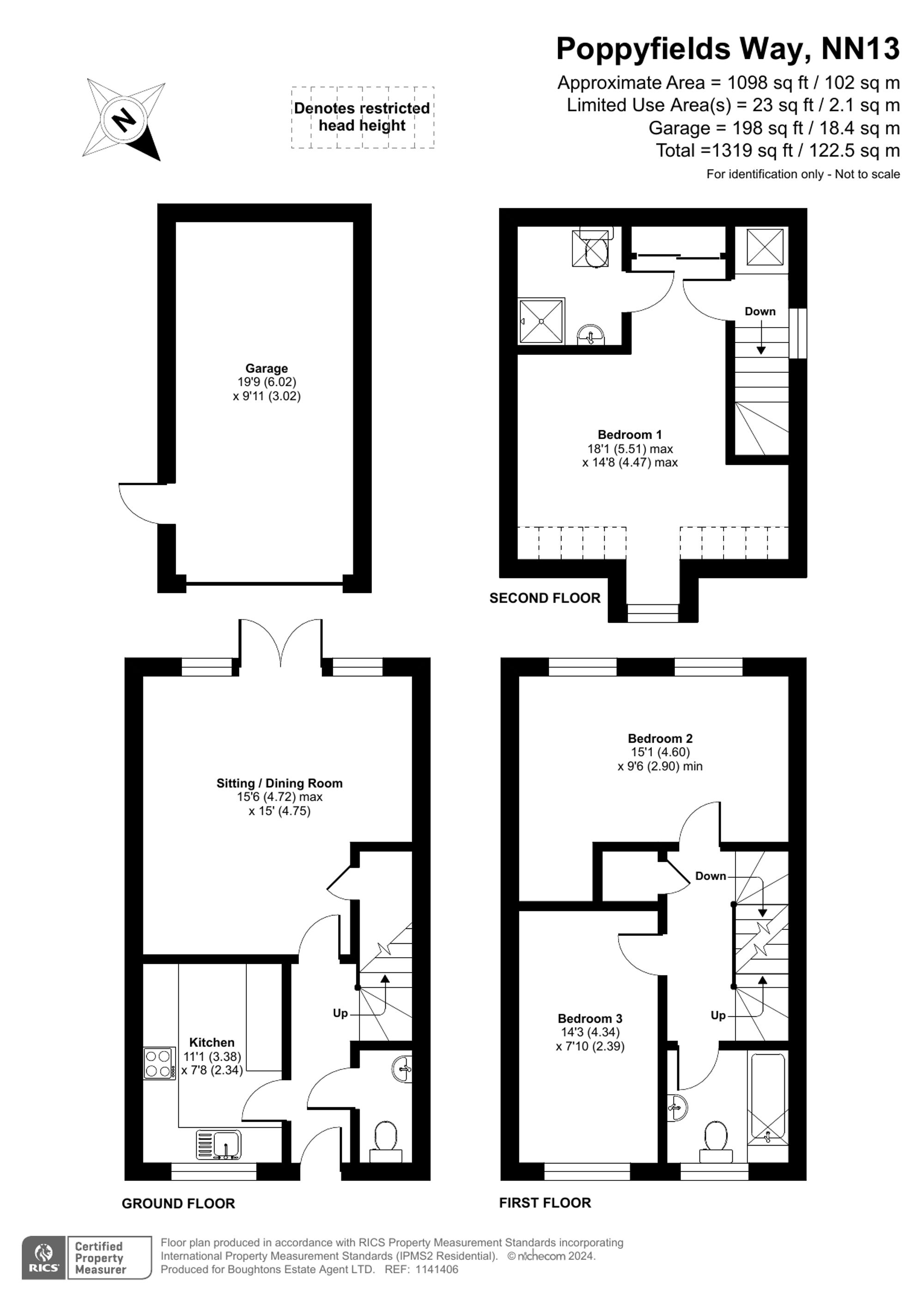 3 bed house for sale in Poppyfields Way, Brackley - Property floorplan