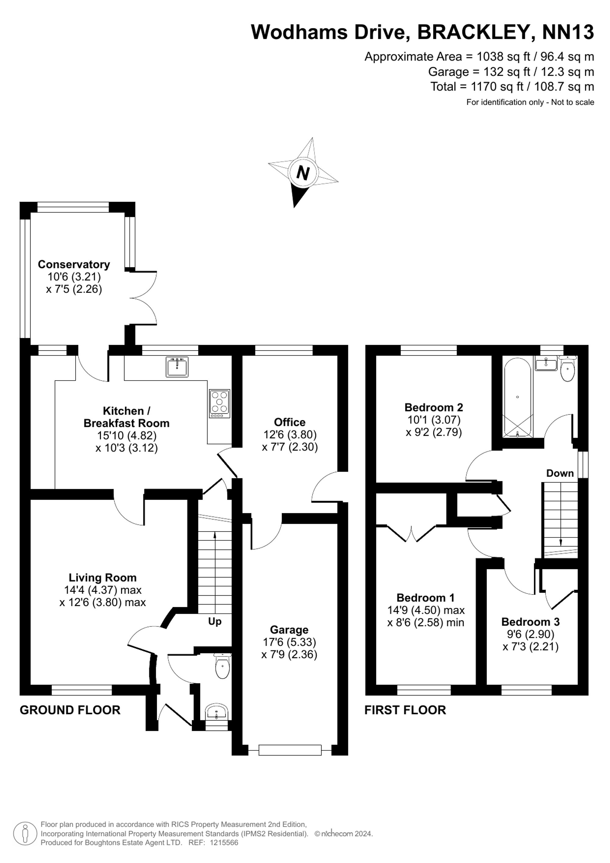 3 bed detached house for sale in Wodhams Drive, Brackley - Property floorplan