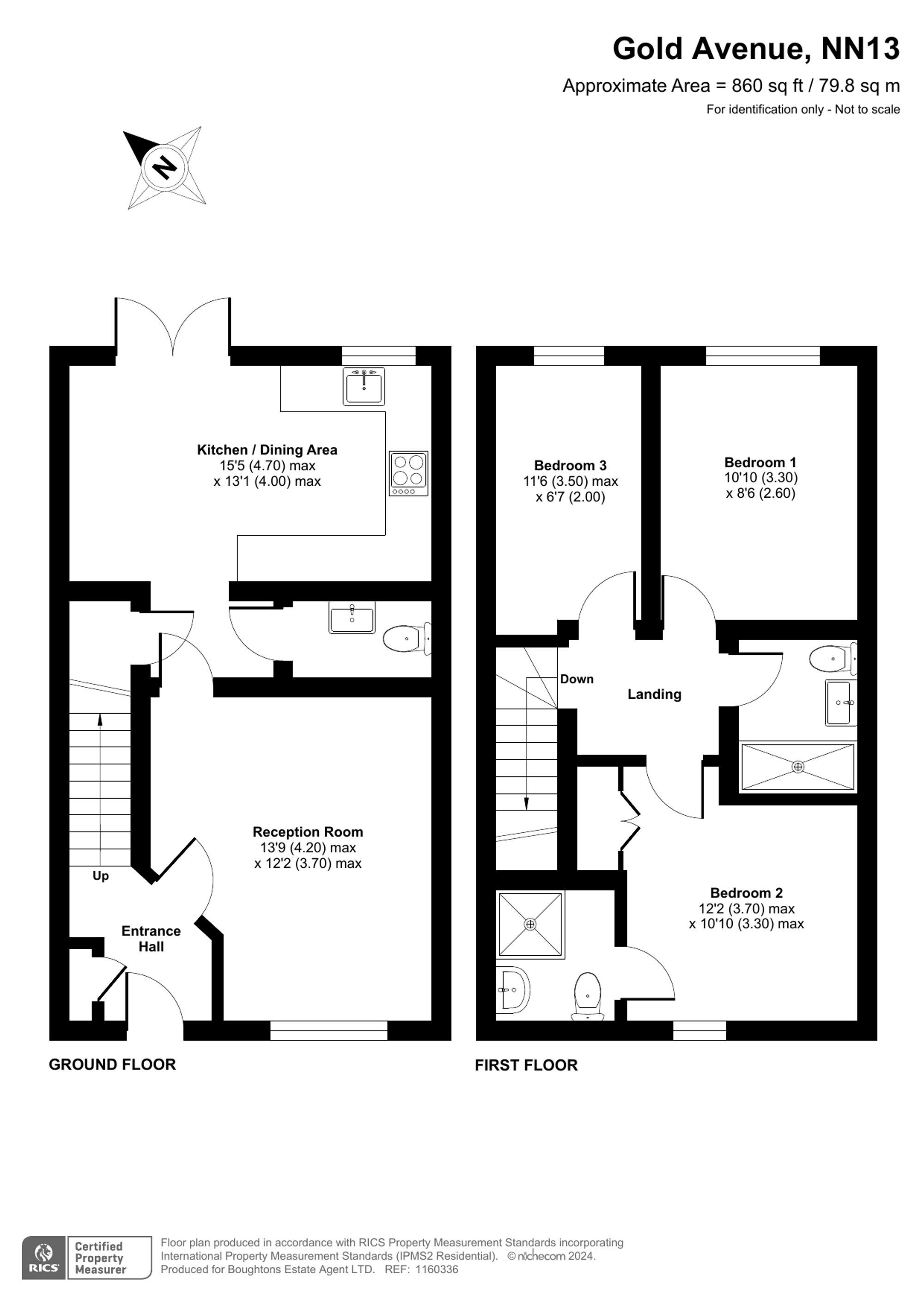 3 bed mid-terraced house for sale in Gold Avenue, Brackley - Property floorplan