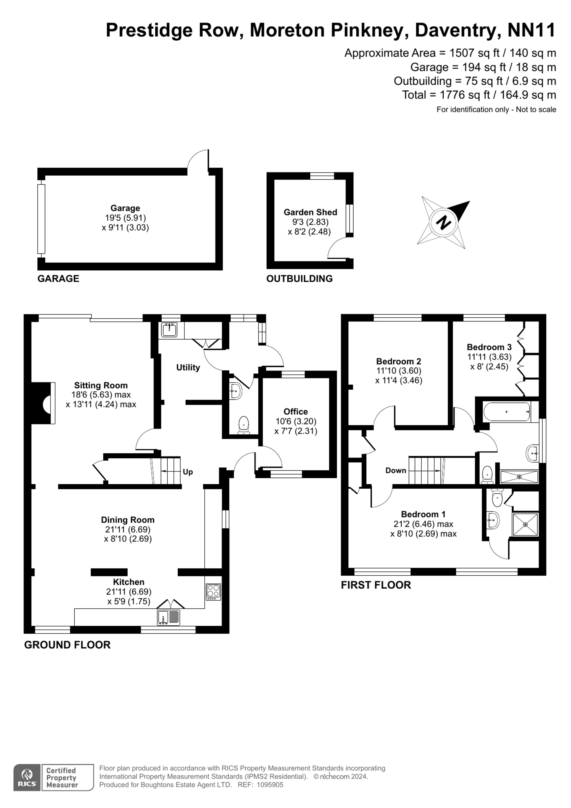 3 bed semi-detached house for sale in Prestidge Row, Daventry - Property floorplan