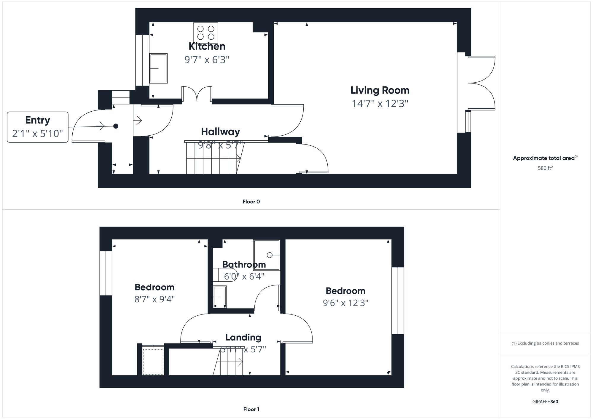 2 bed mid-terraced house for sale in Egerton Close, Brackley - Property floorplan