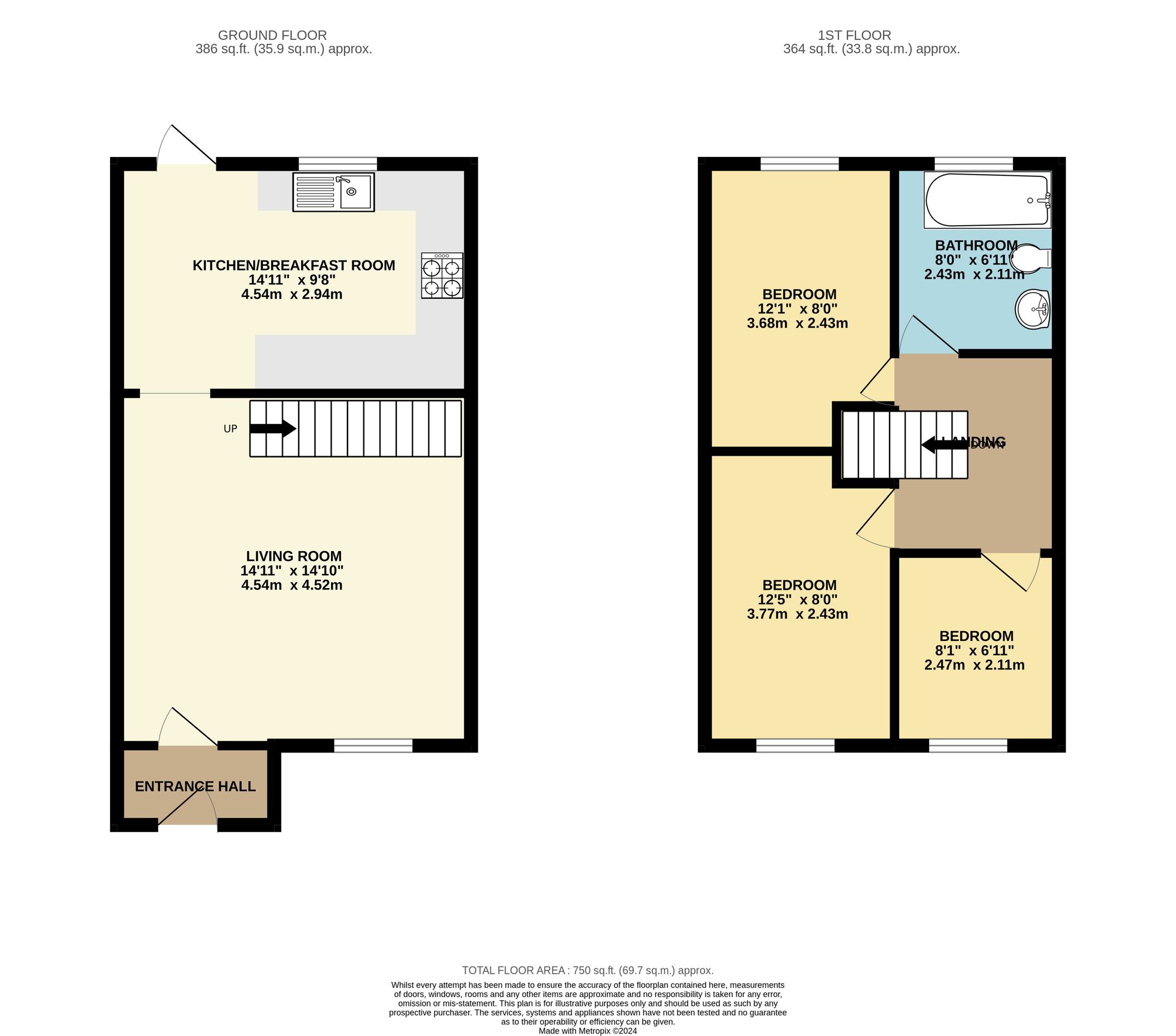 3 bed mid-terraced house for sale in Blencowe Drive, Brackley - Property floorplan