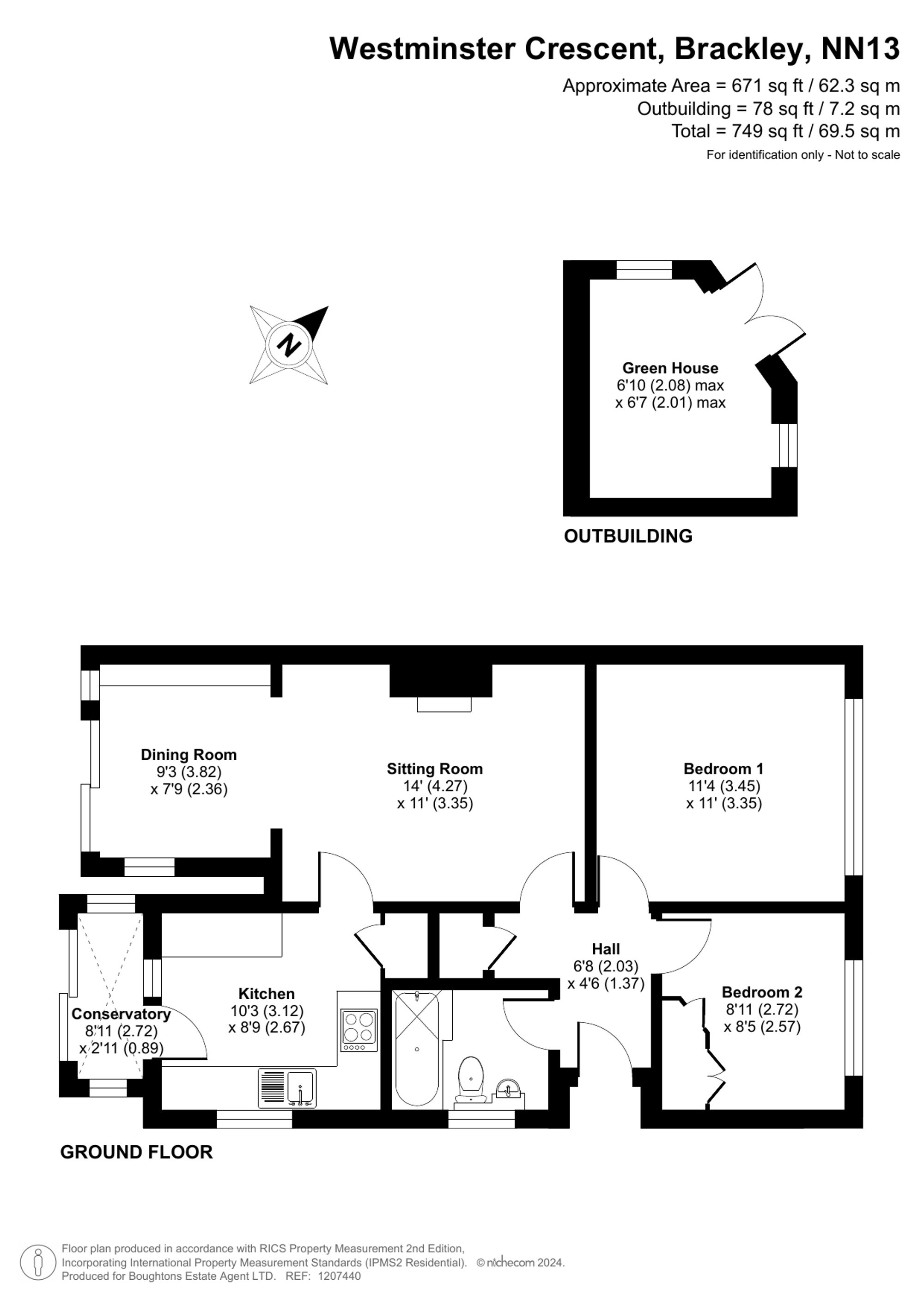 2 bed semi-detached bungalow for sale in Westminster Crescent, Brackley - Property floorplan