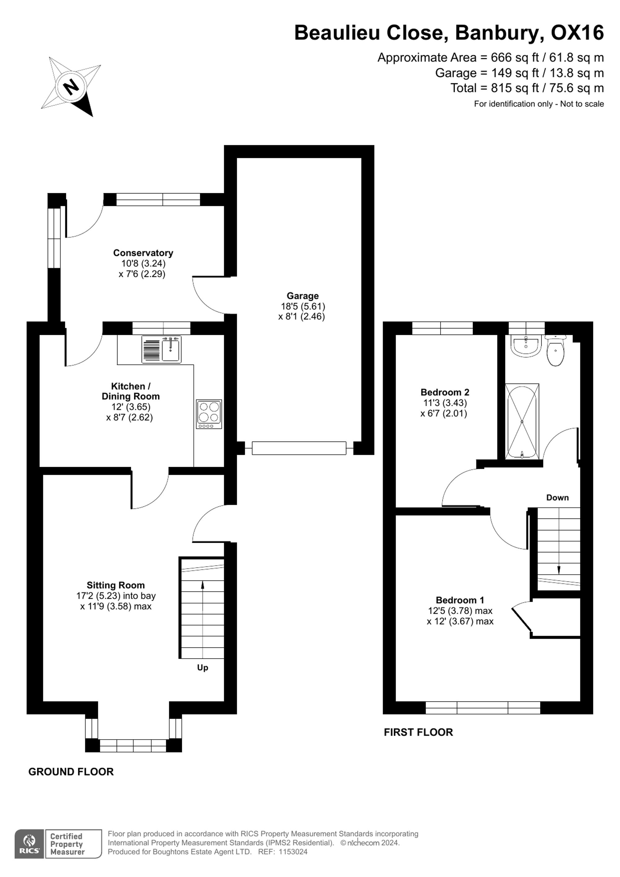 2 bed house for sale in Beaulieu Close, Banbury - Property floorplan