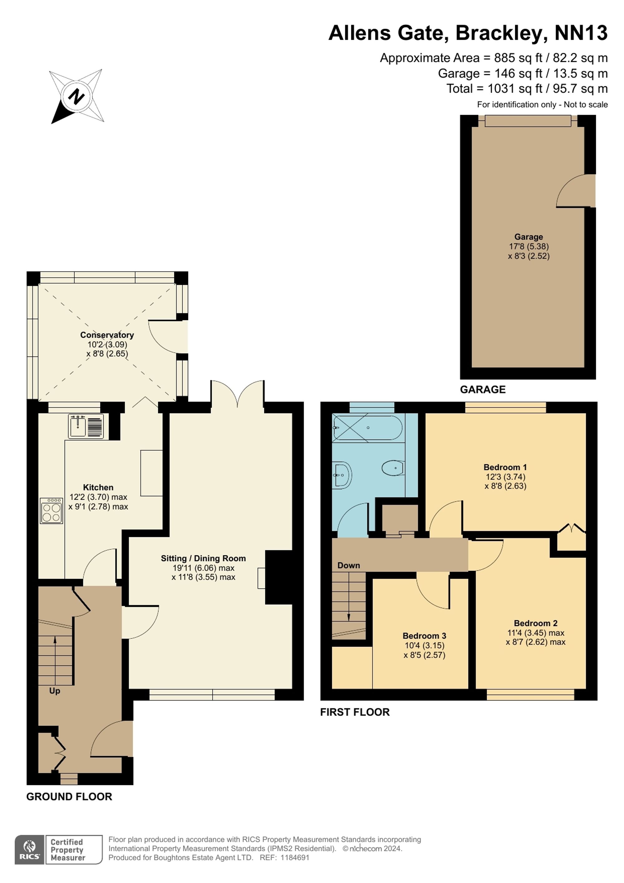 3 bed house for sale in Allens Gate, Brackley - Property floorplan