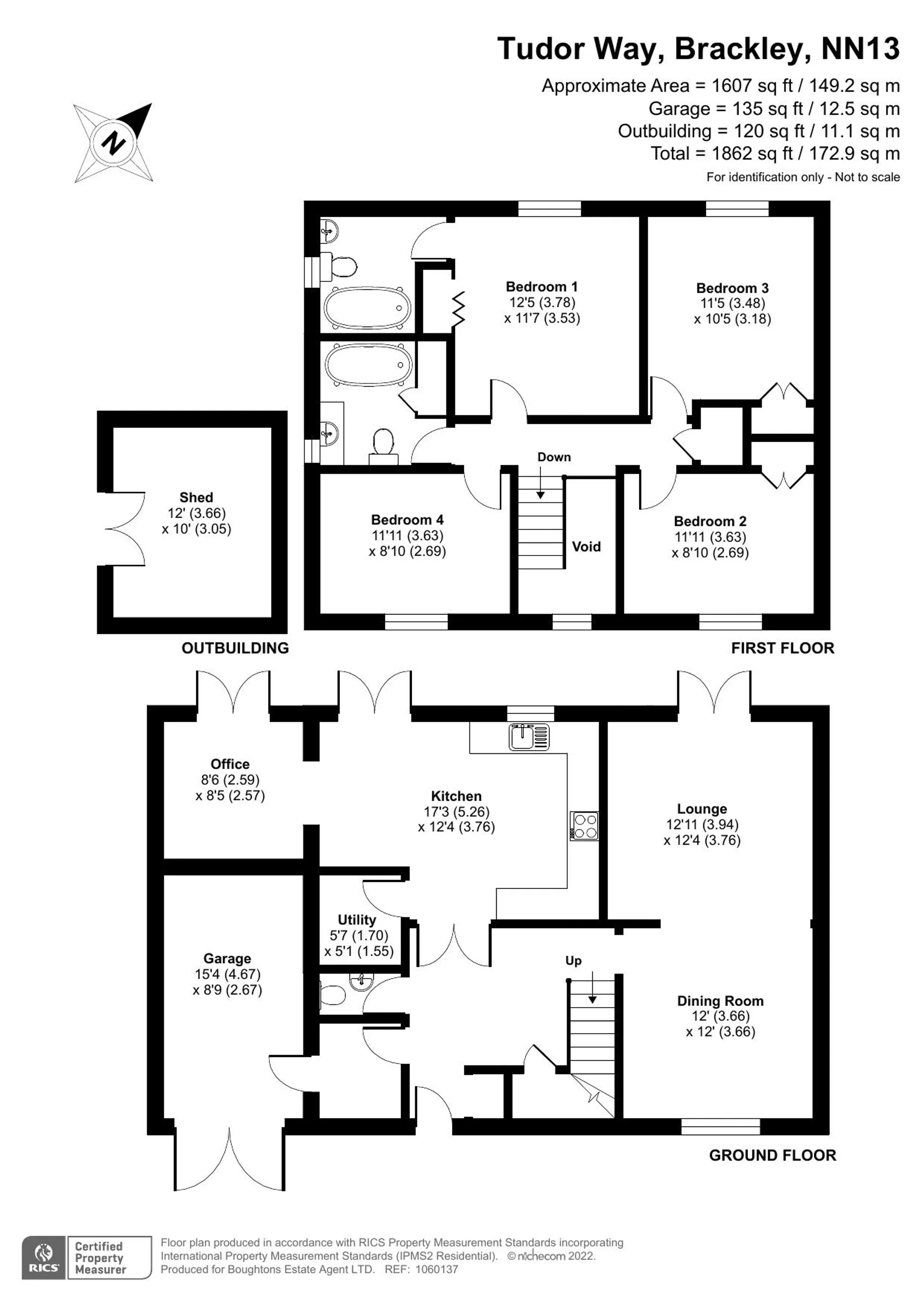 4 bed detached house for sale in Tudor Way, Brackley - Property floorplan