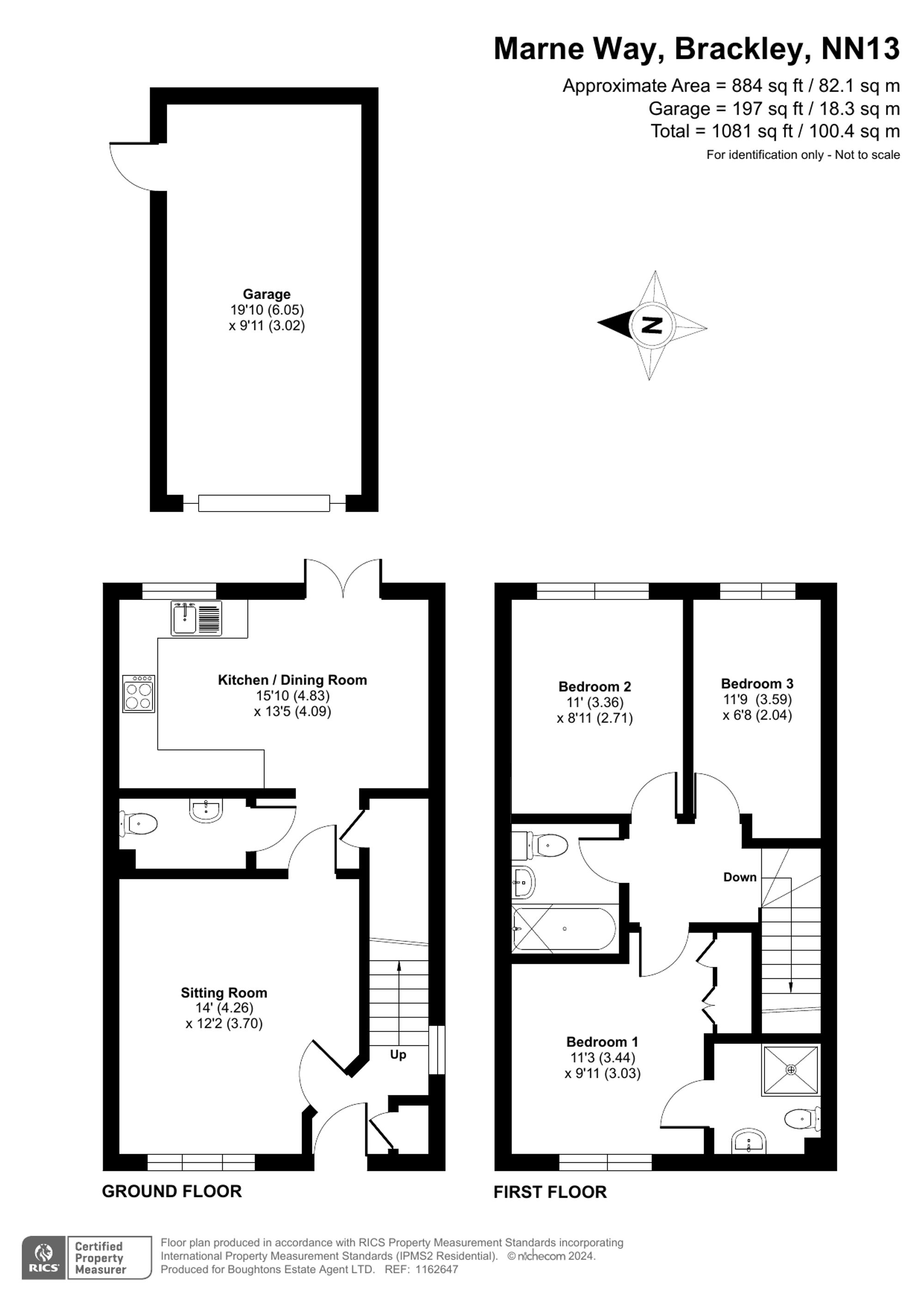 3 bed house for sale in Marne Way, Brackley - Property floorplan