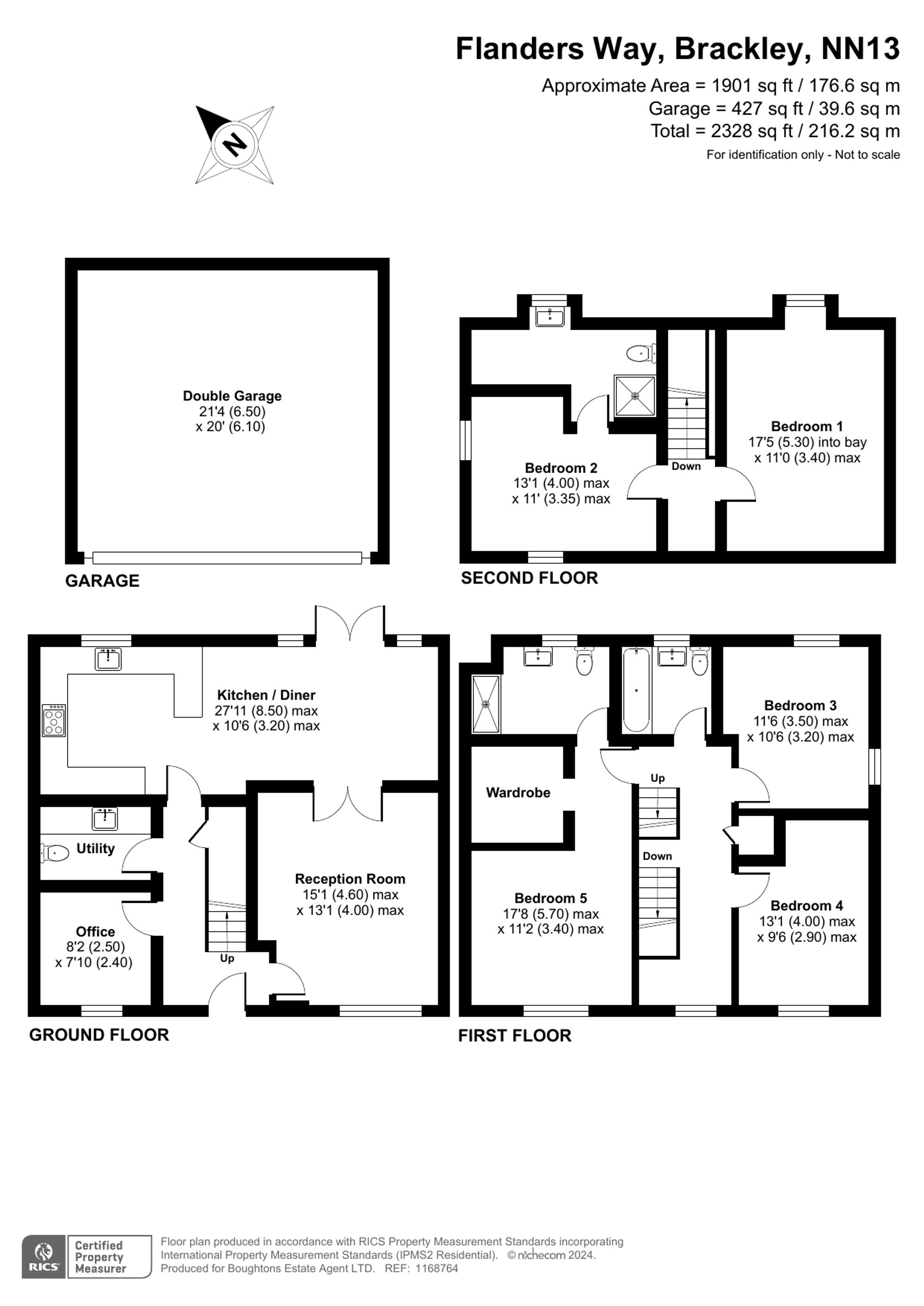 5 bed detached town house for sale in Flanders Way, Brackley - Property floorplan