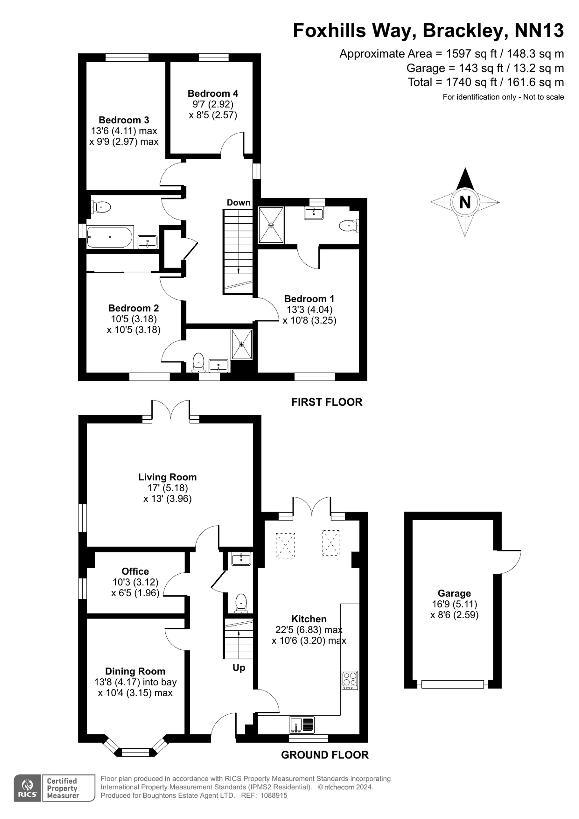 4 bed detached house for sale in Foxhills Way, Brackley - Property floorplan