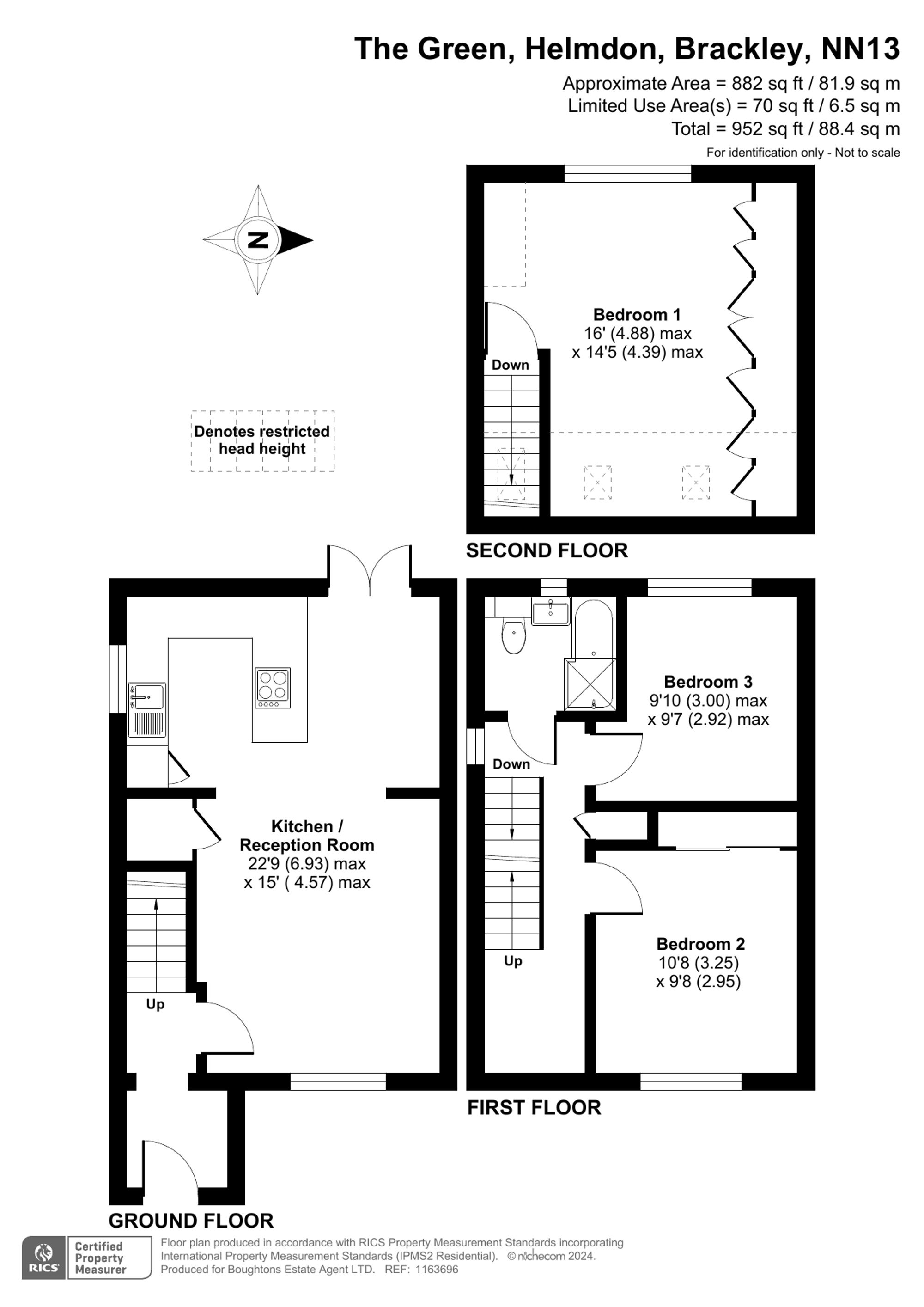 3 bed end of terrace house for sale in The Green, Brackley - Property floorplan