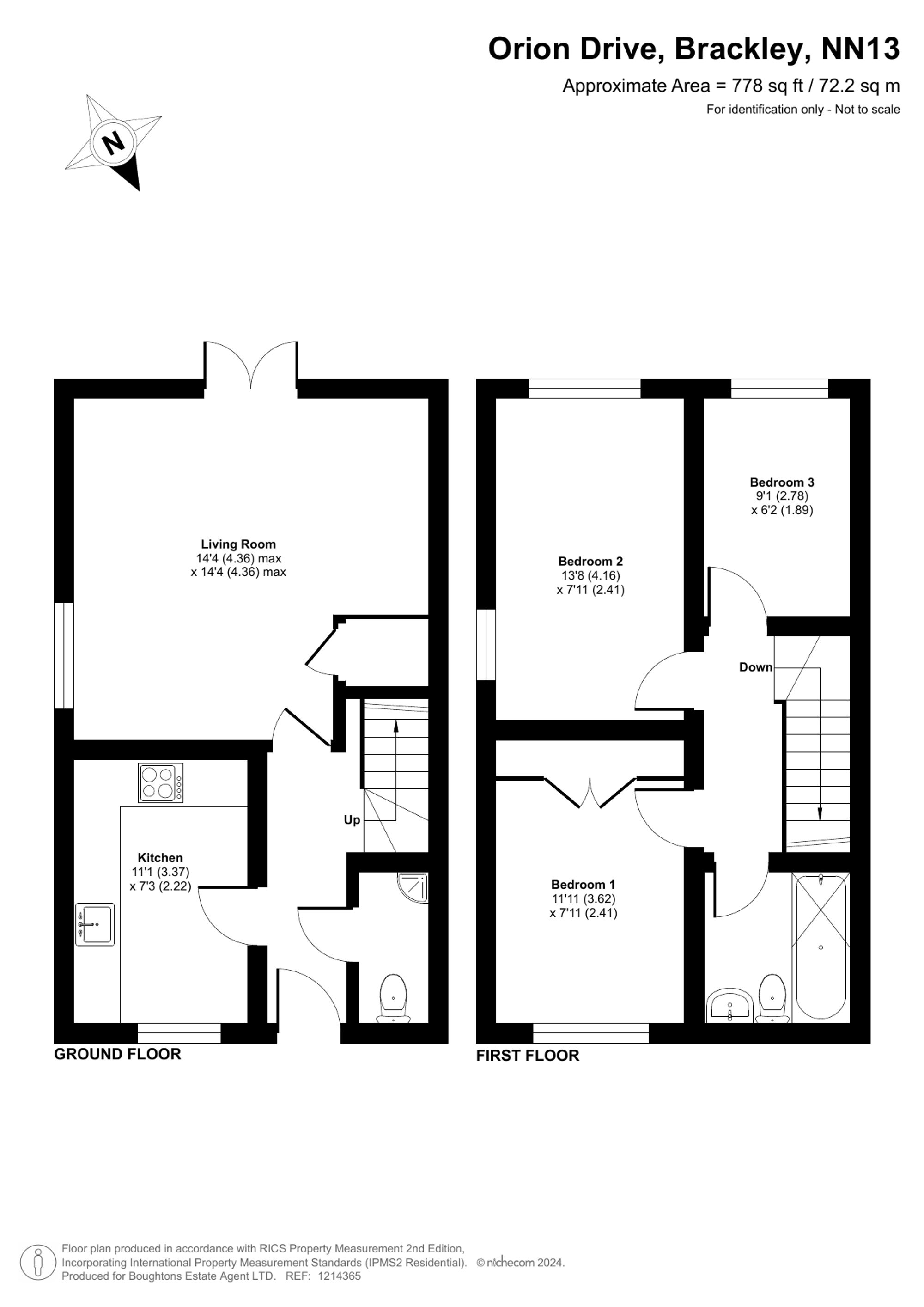 3 bed end of terrace house for sale in Orion Drive, Brackley - Property floorplan