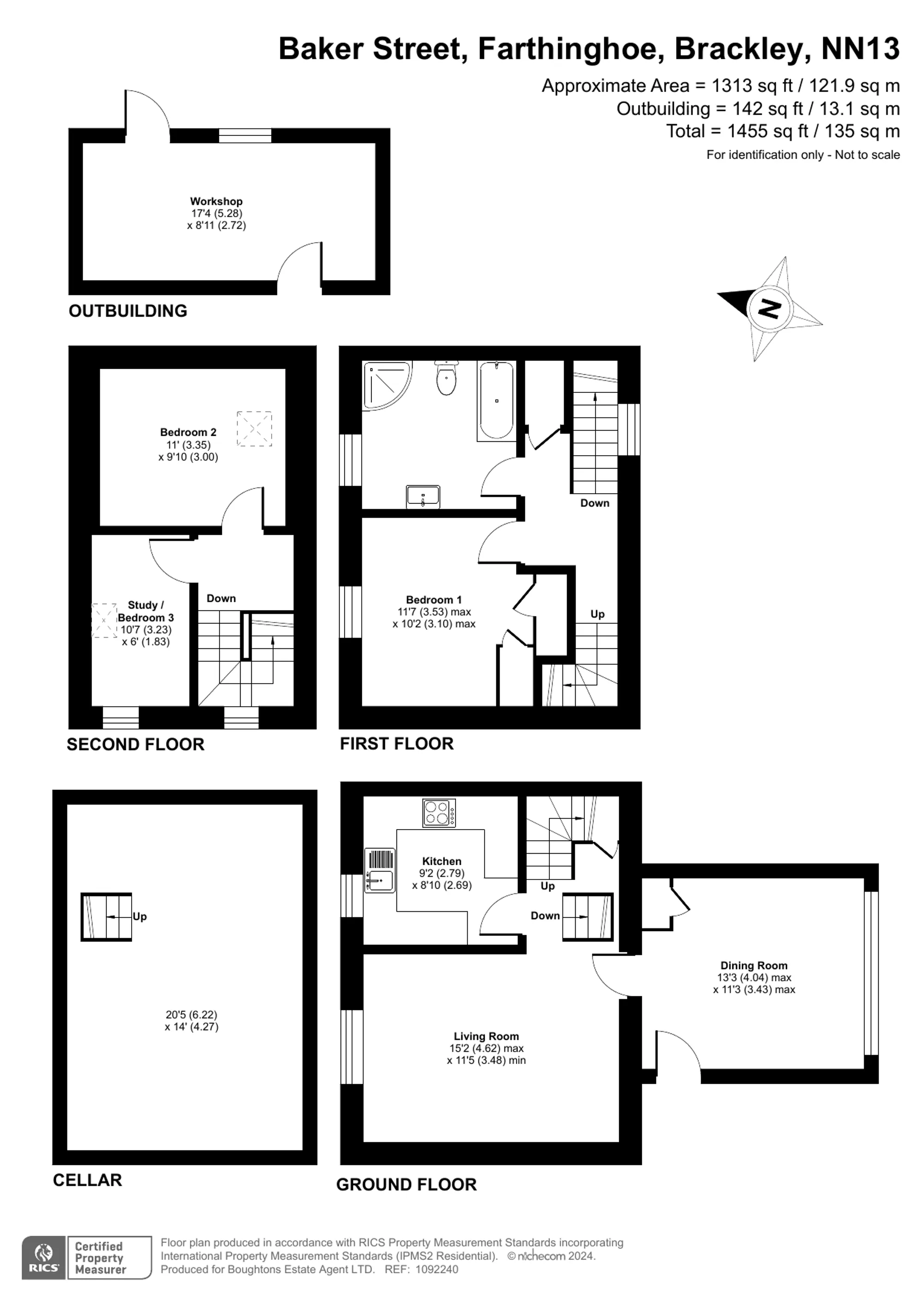 3 bed semi-detached house for sale in Baker Street, Brackley - Property floorplan