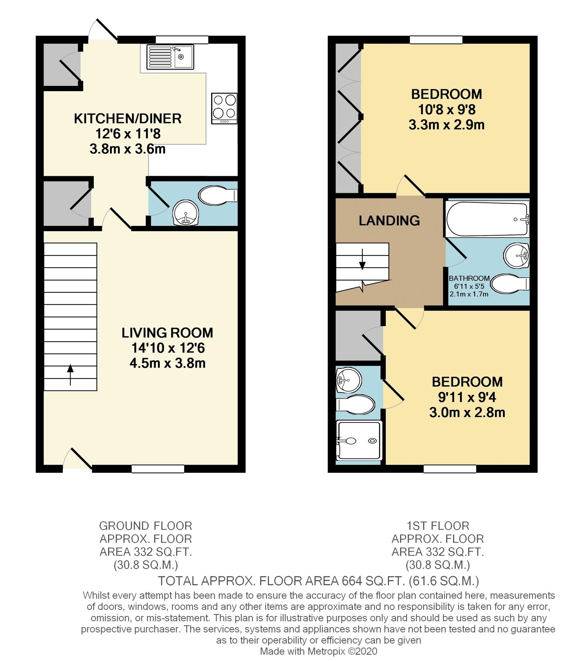 2 bed terraced house for sale in Lagonda Drive, Brackley - Property floorplan