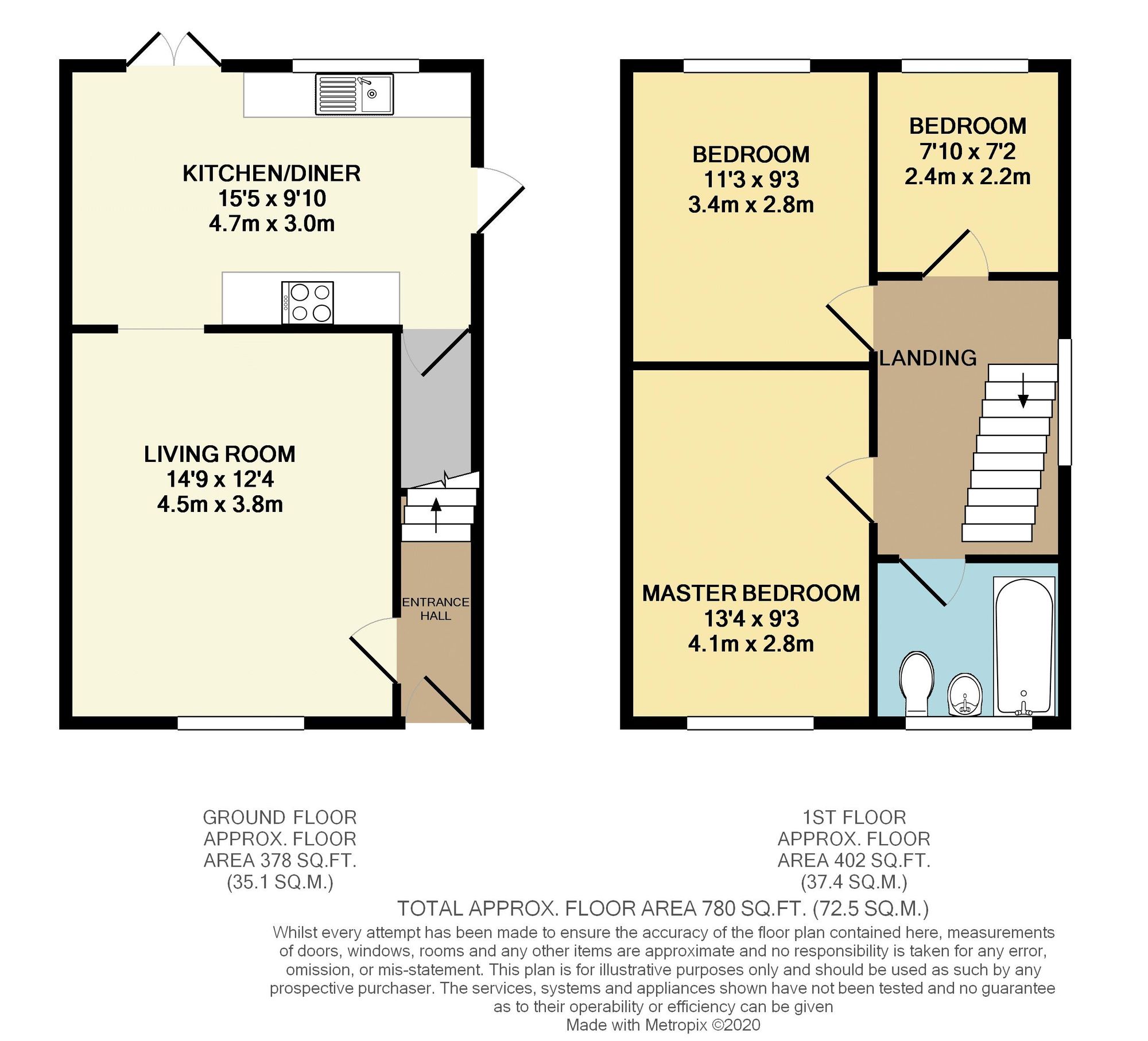 3 bed semi-detached house for sale in Ellesmere Road, Brackley - Property floorplan