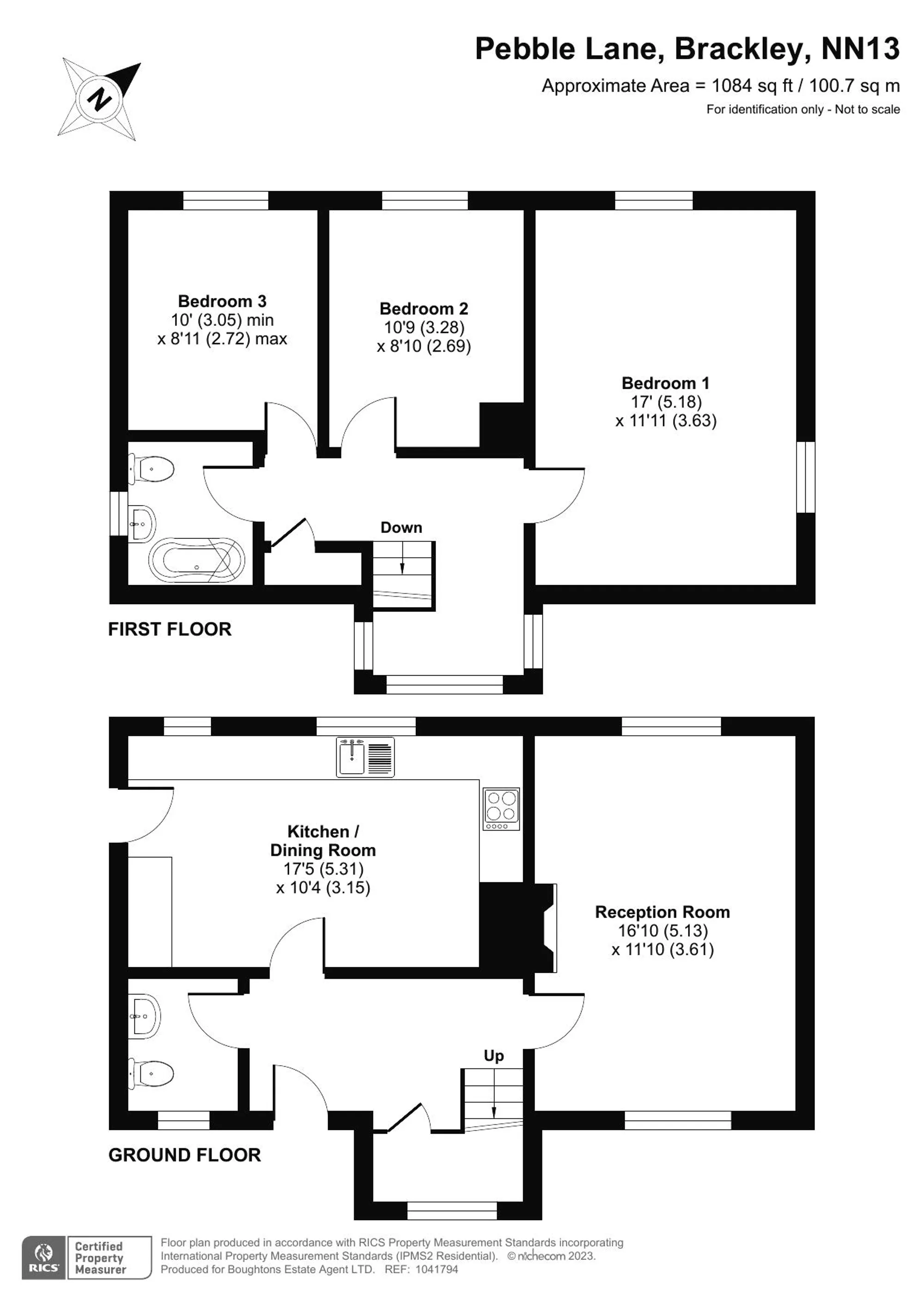 3 bed detached house for sale in Pebble Lane, Brackley - Property floorplan