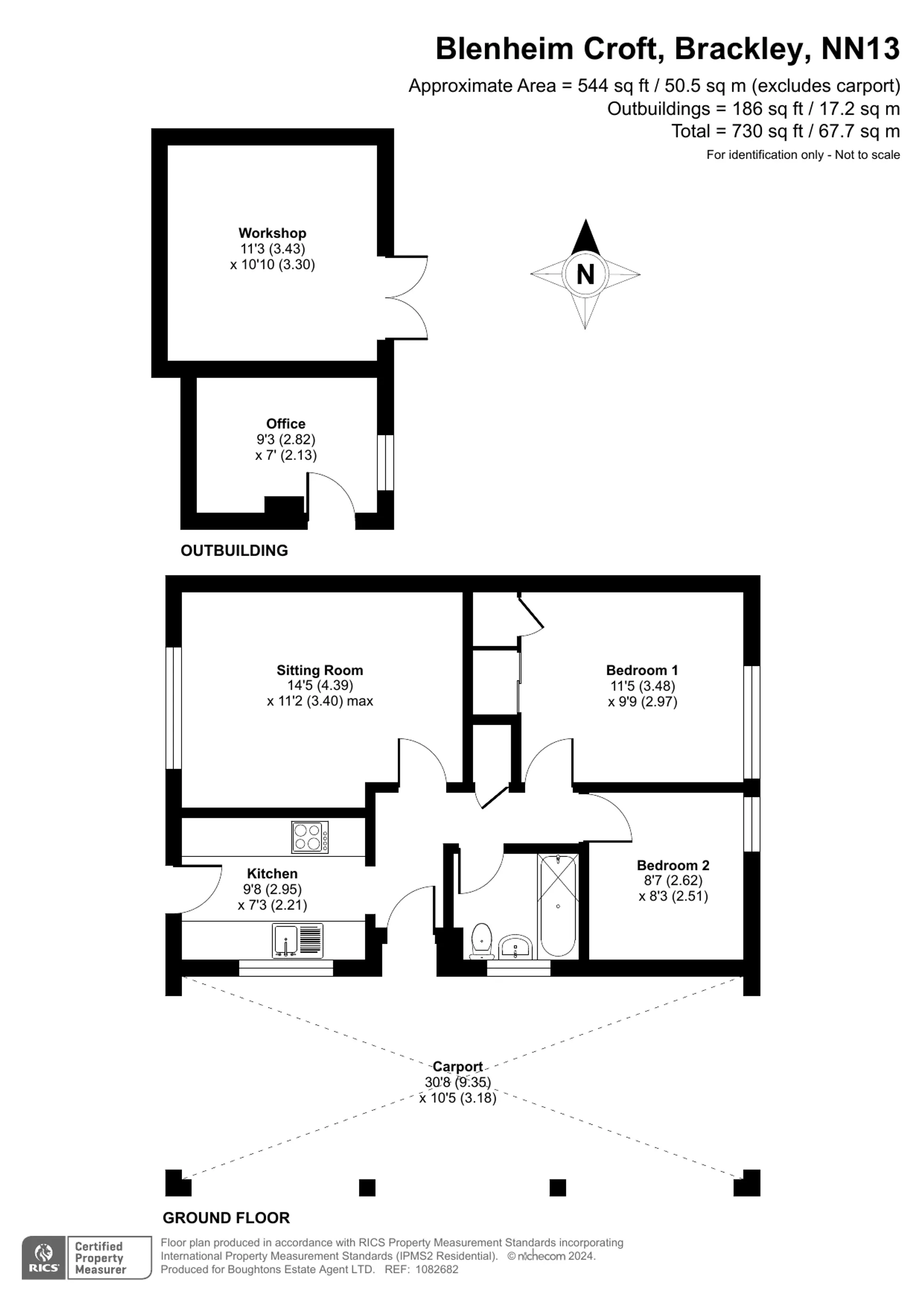 2 bed bungalow for sale in Blenheim Croft, Brackley - Property floorplan