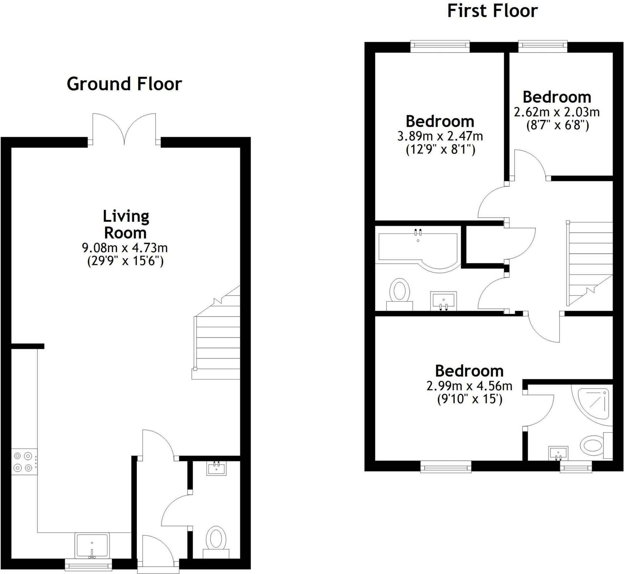 3 bed end of terrace house for sale in Manor Mews, Brackley - Property floorplan