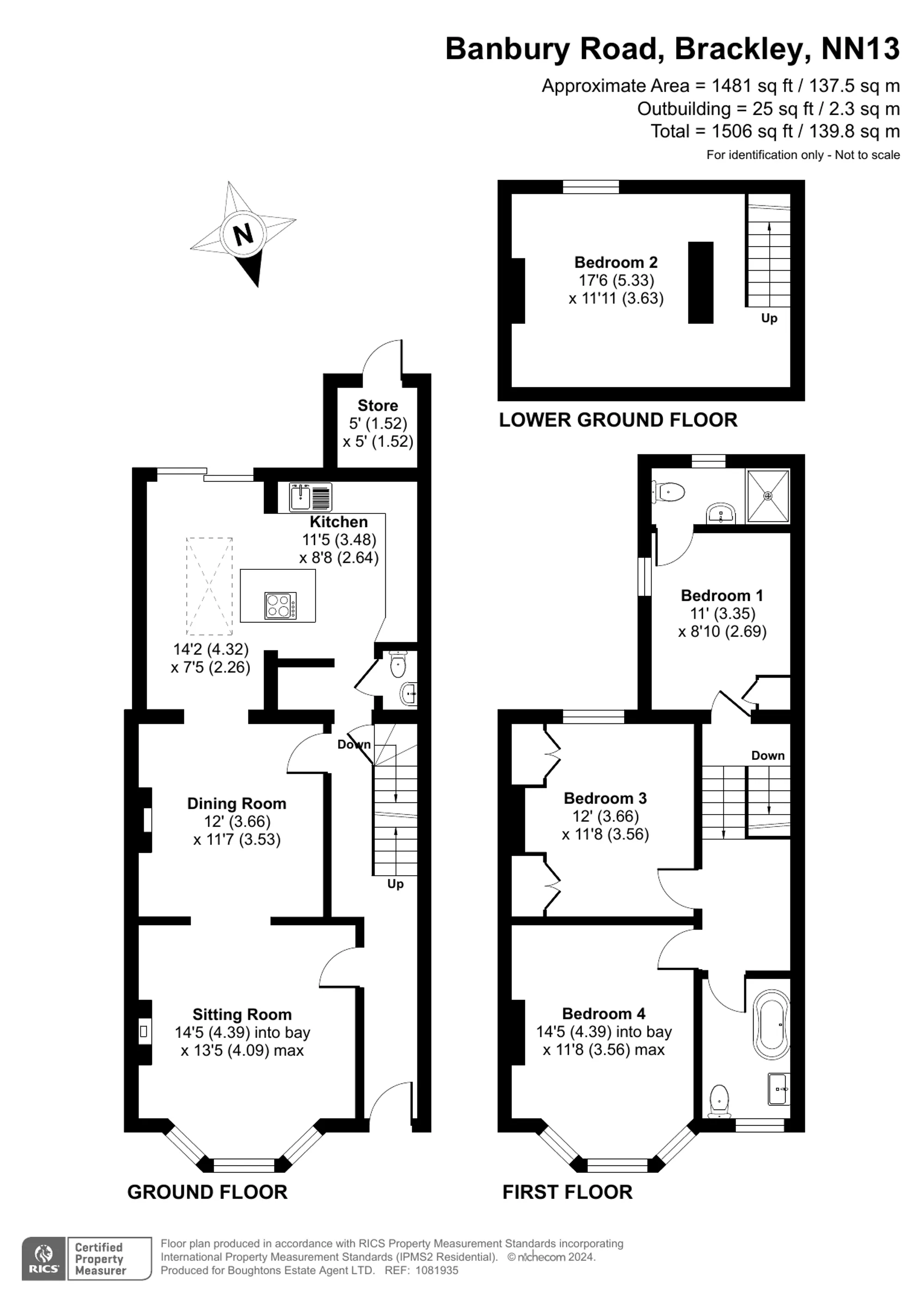 4 bed mid-terraced house for sale in Banbury Road, Brackley - Property floorplan