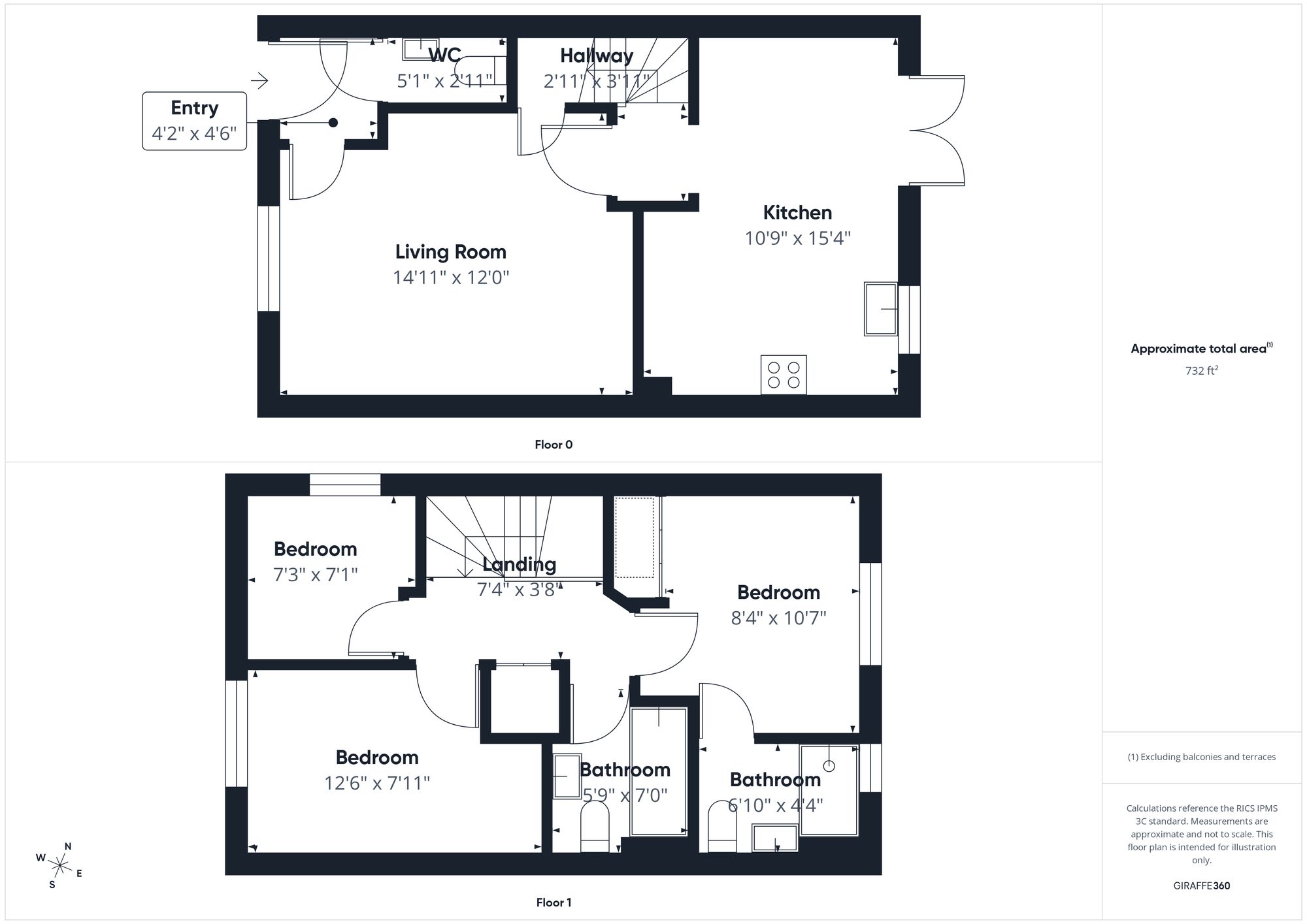 3 bed semi-detached house for sale in Juno Crescent, Brackley, NN13 - Property floorplan