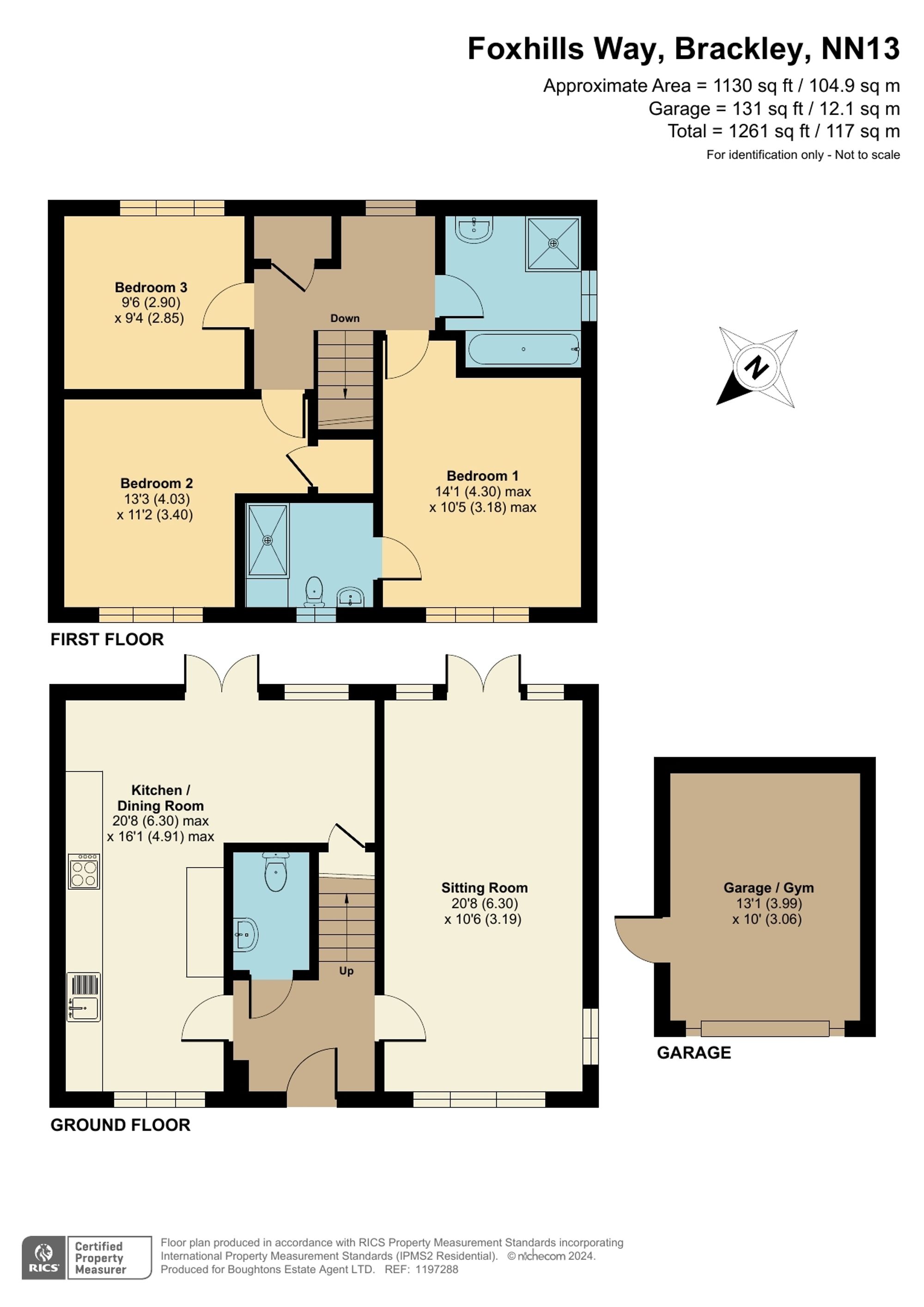 3 bed semi-detached house for sale in Foxhills Way, Brackley - Property floorplan