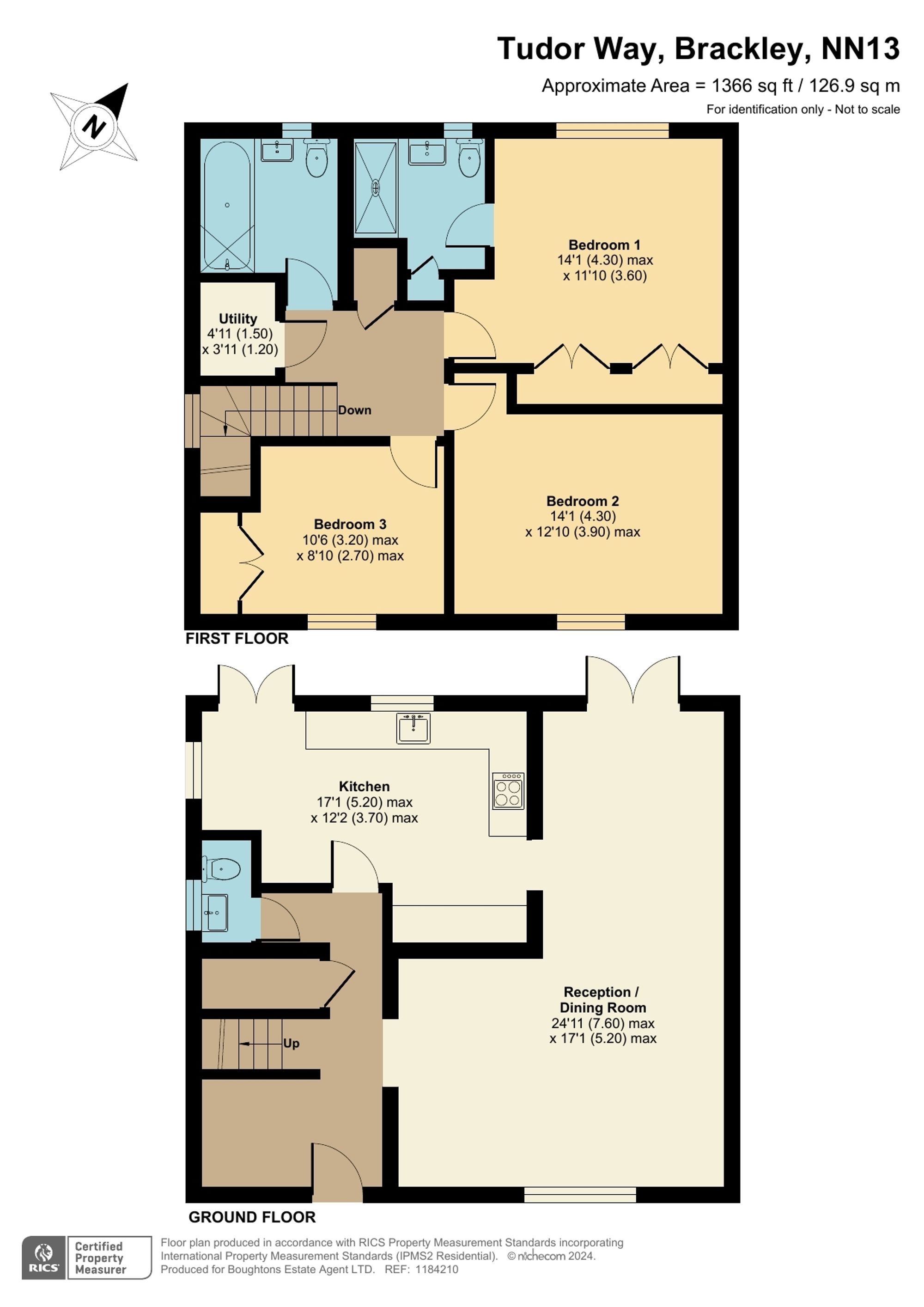 3 bed detached house for sale in Tudor Way, Brackley - Property floorplan