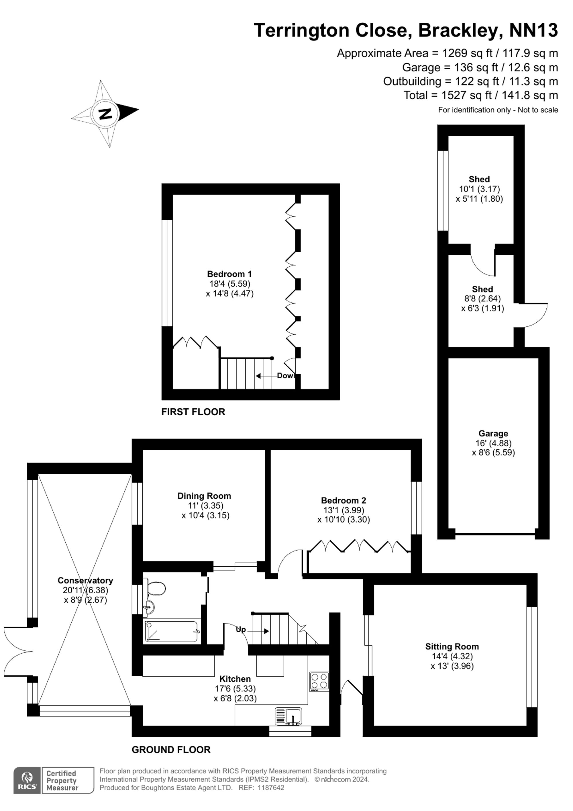 3 bed semi-detached bungalow for sale in Terrington Close, Brackley - Property floorplan