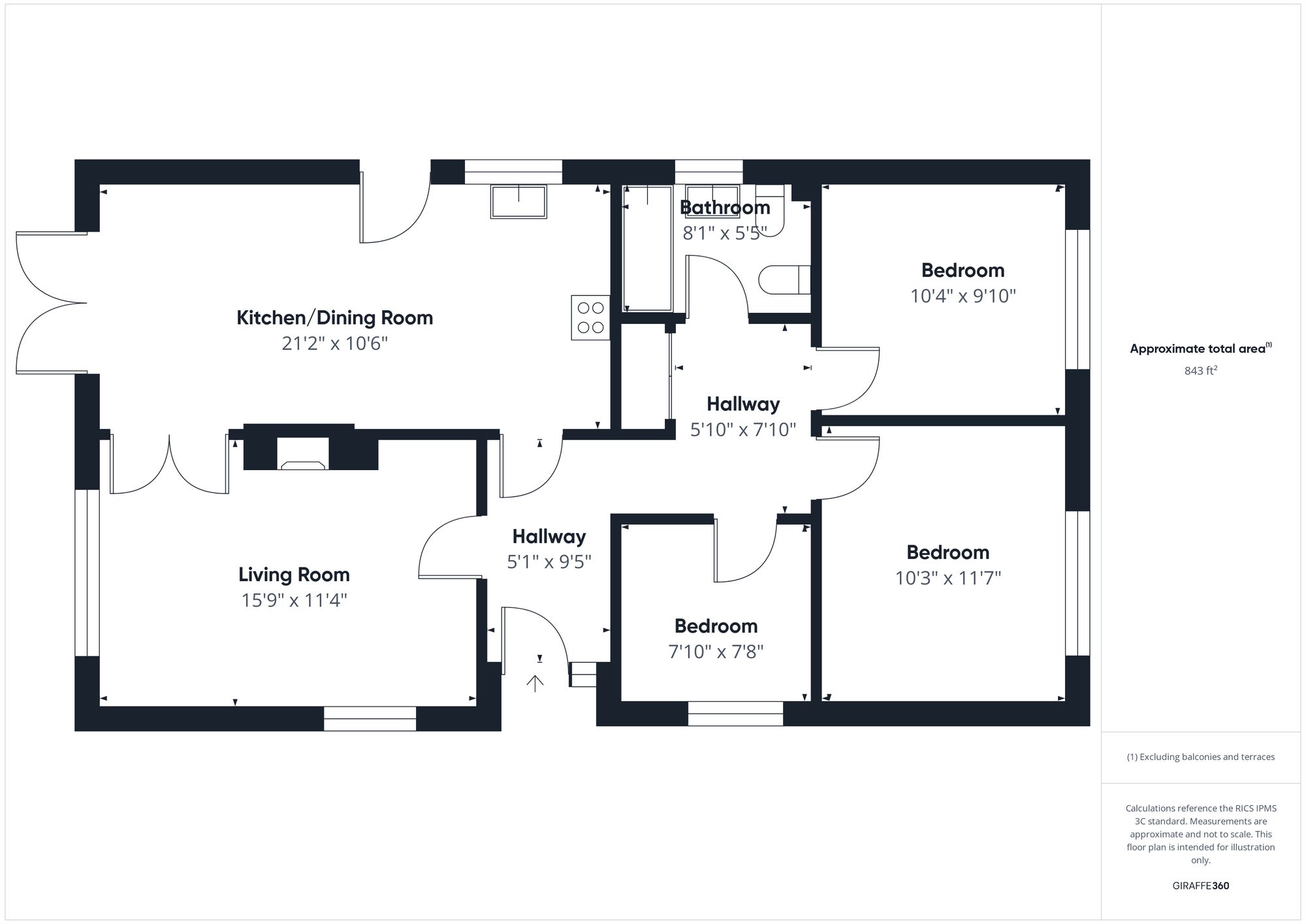 3 bed detached bungalow for sale in Portway Crescent, Brackley - Property floorplan