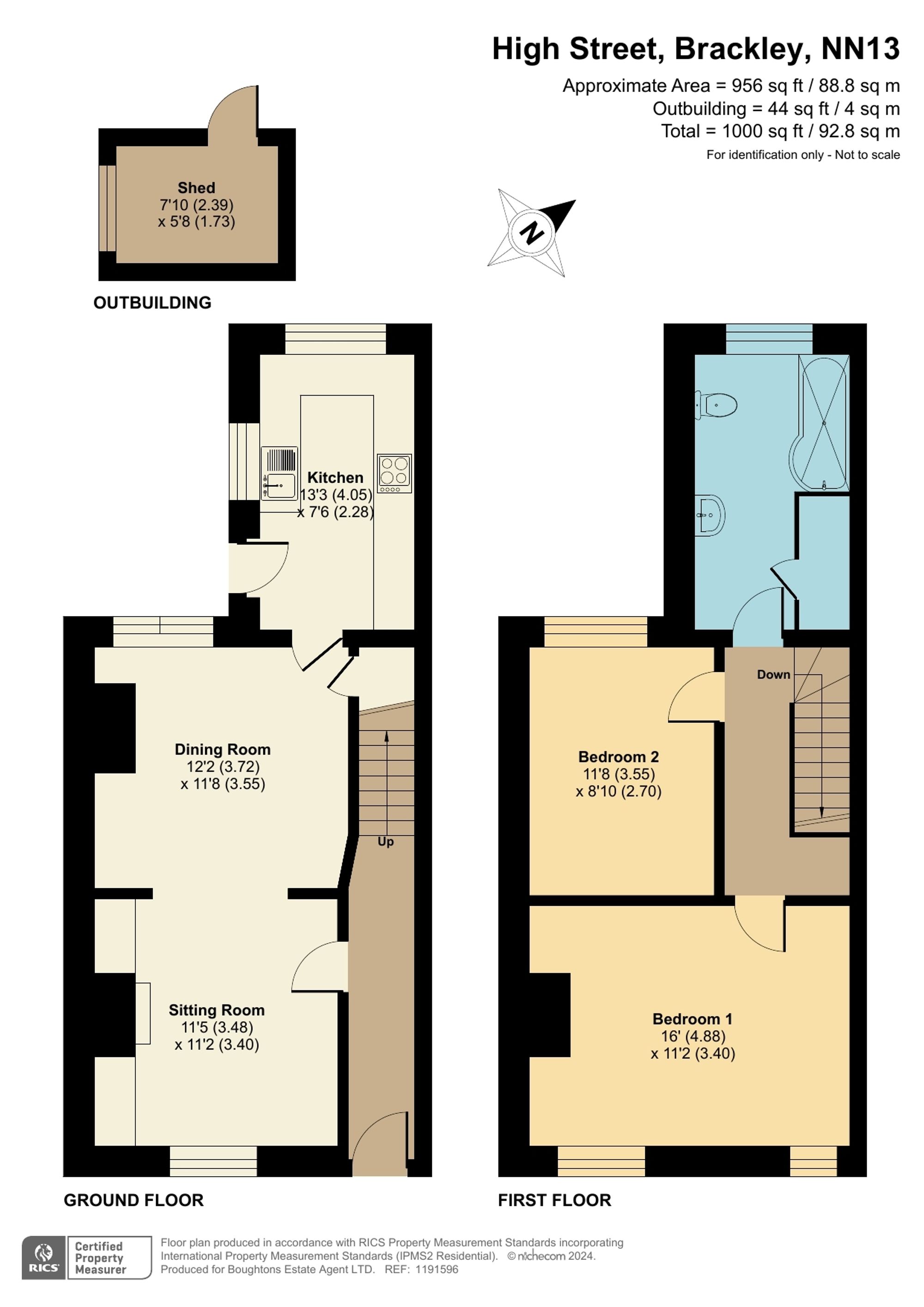 2 bed mid-terraced house for sale in High Street, Brackley - Property floorplan