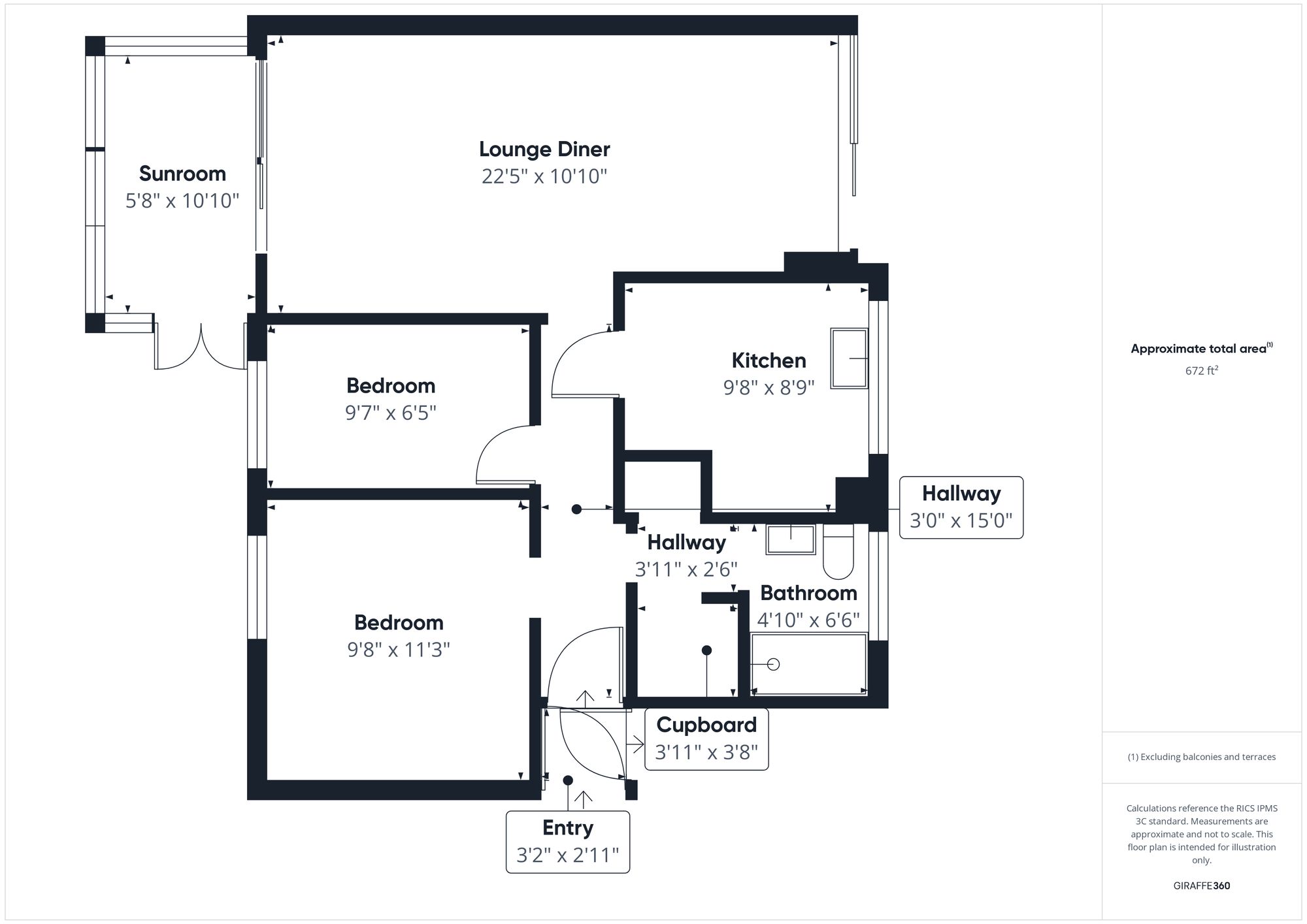 2 bed flat for sale in Myers Way, Banbury - Property floorplan