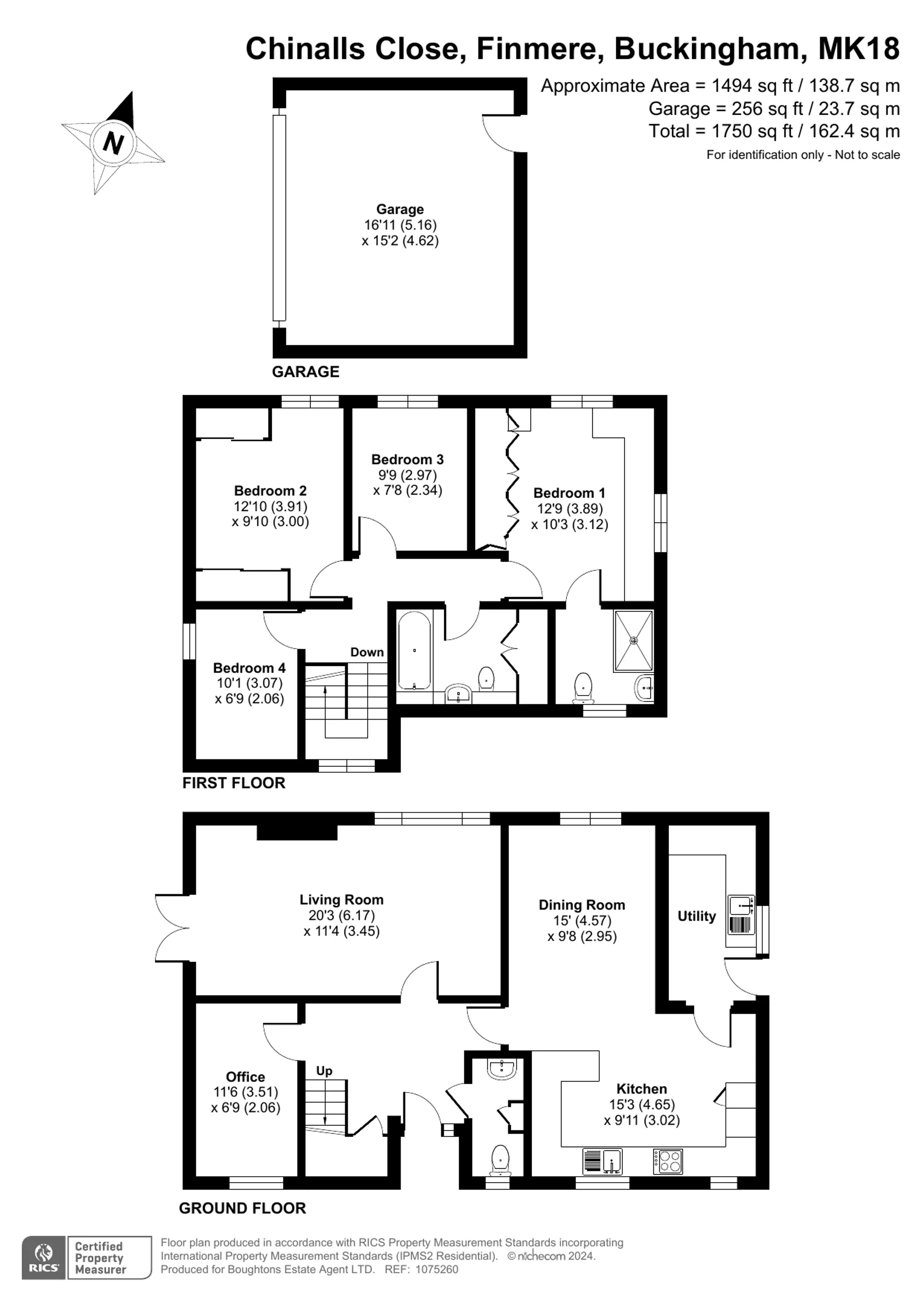 4 bed detached house for sale in Chinalls Close, Buckingham - Property floorplan