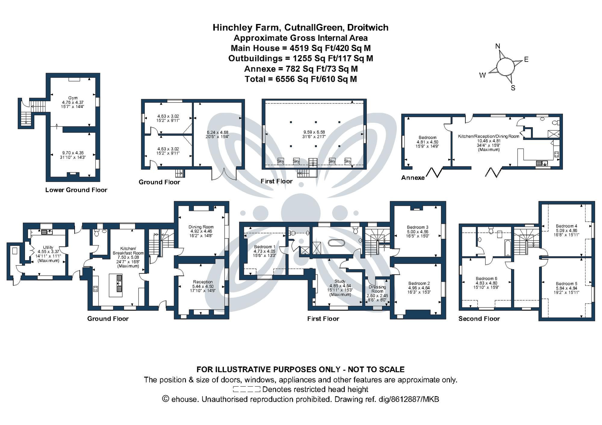 6 bed detached house for sale in Cutnall Green, Droitwich - Property floorplan