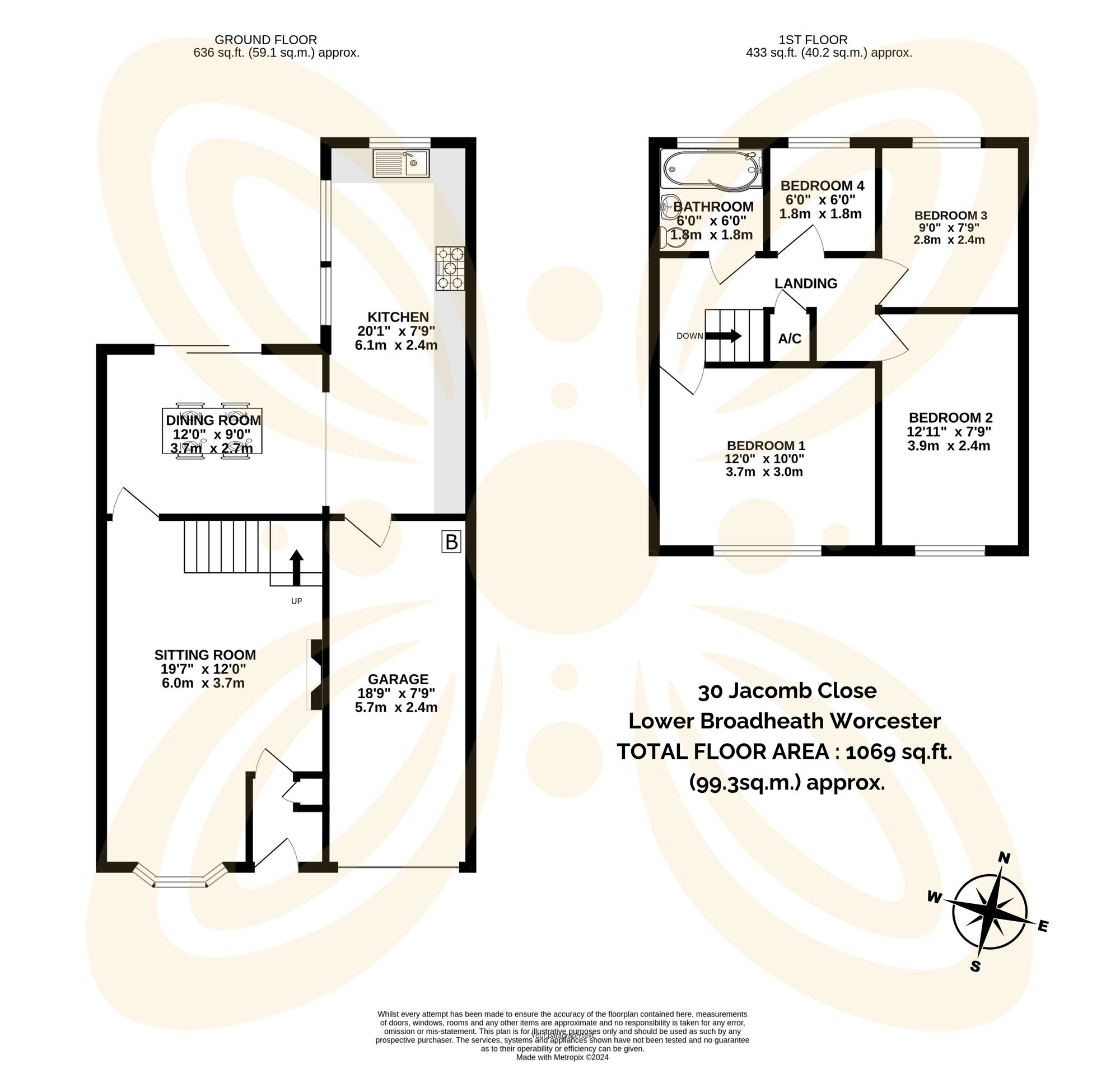 4 bed semi-detached house for sale in Jacomb Close, Worcester - Property floorplan