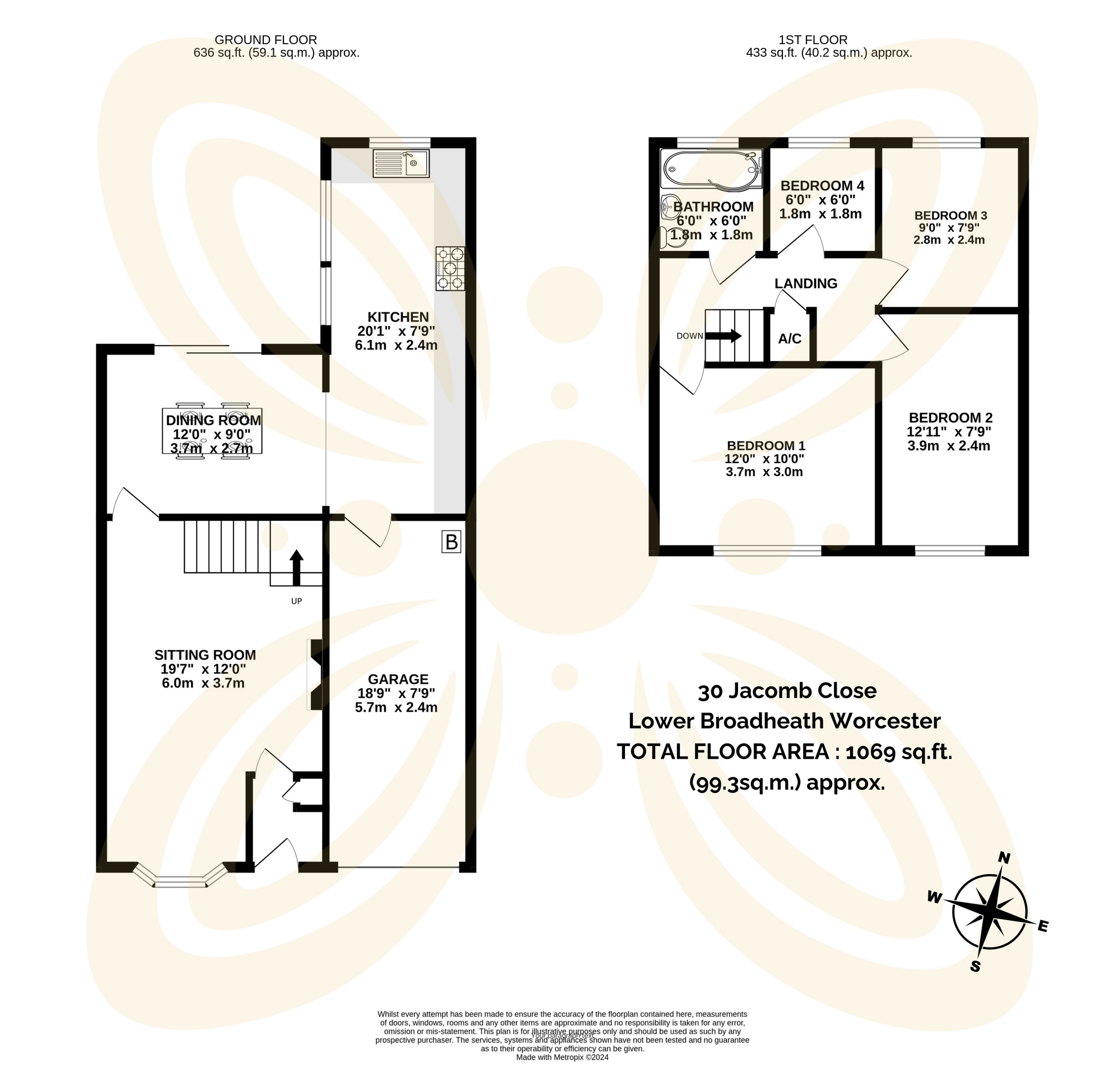 4 bed house for sale in Jacomb Close, Worcester - Property floorplan