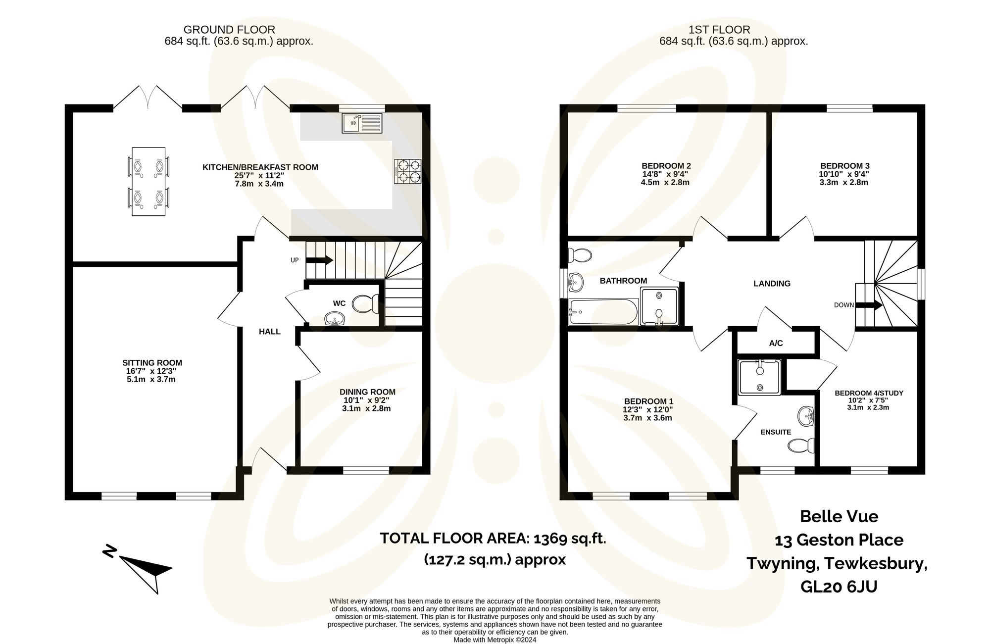 4 bed detached house for sale in Geston Place, Tewkesbury - Property floorplan