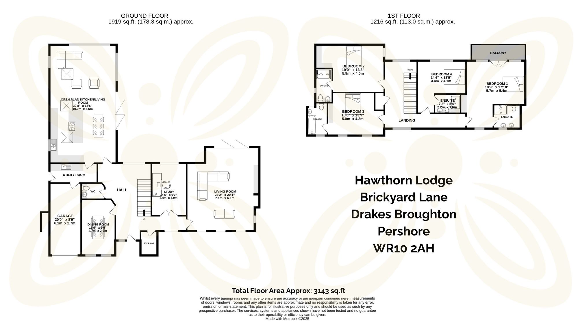 4 bed detached house for sale in Brickyard Lane, Pershore - Property floorplan