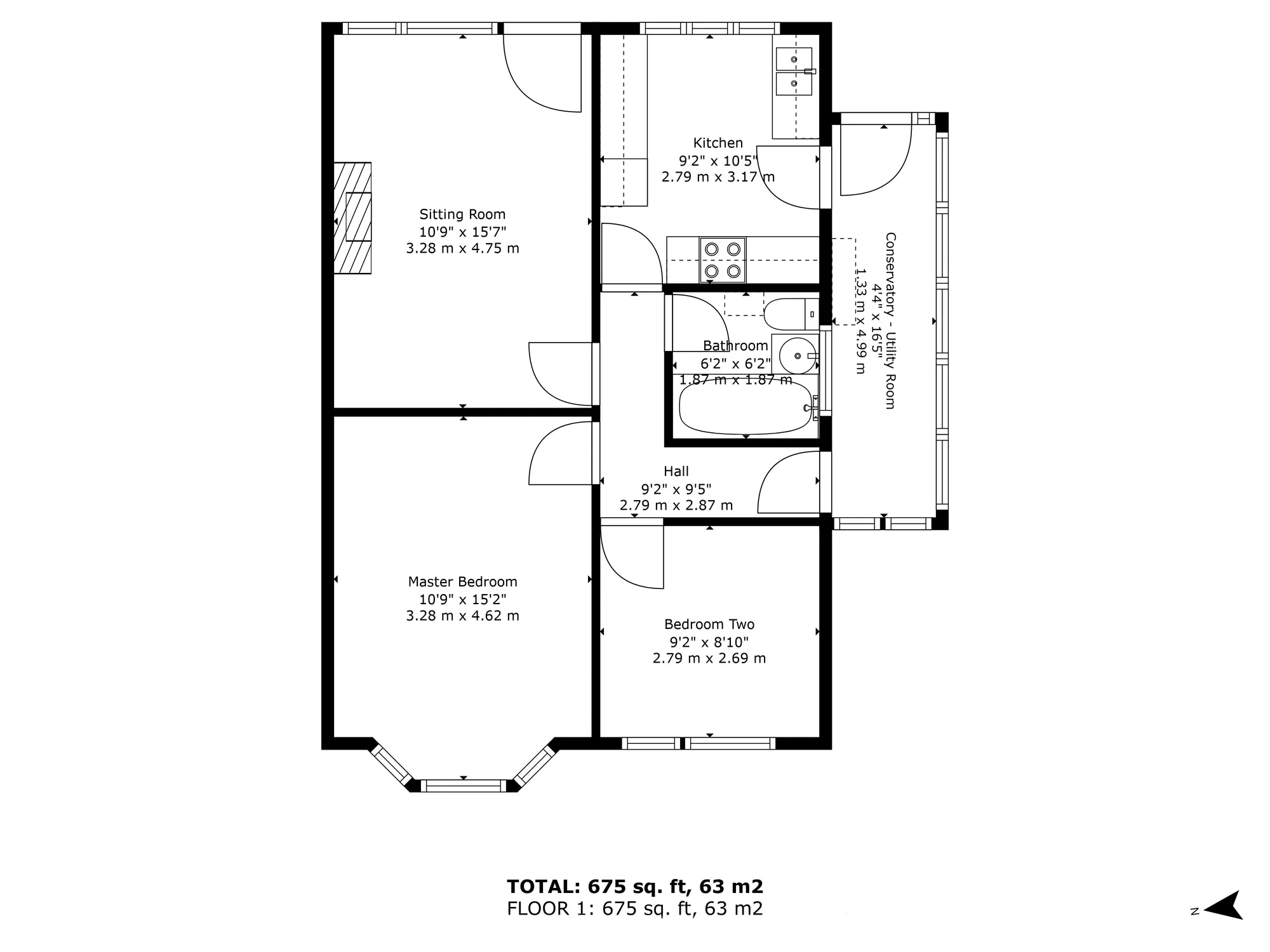 2 bed semi-detached bungalow for sale in Upper Street, Worcester - Property floorplan