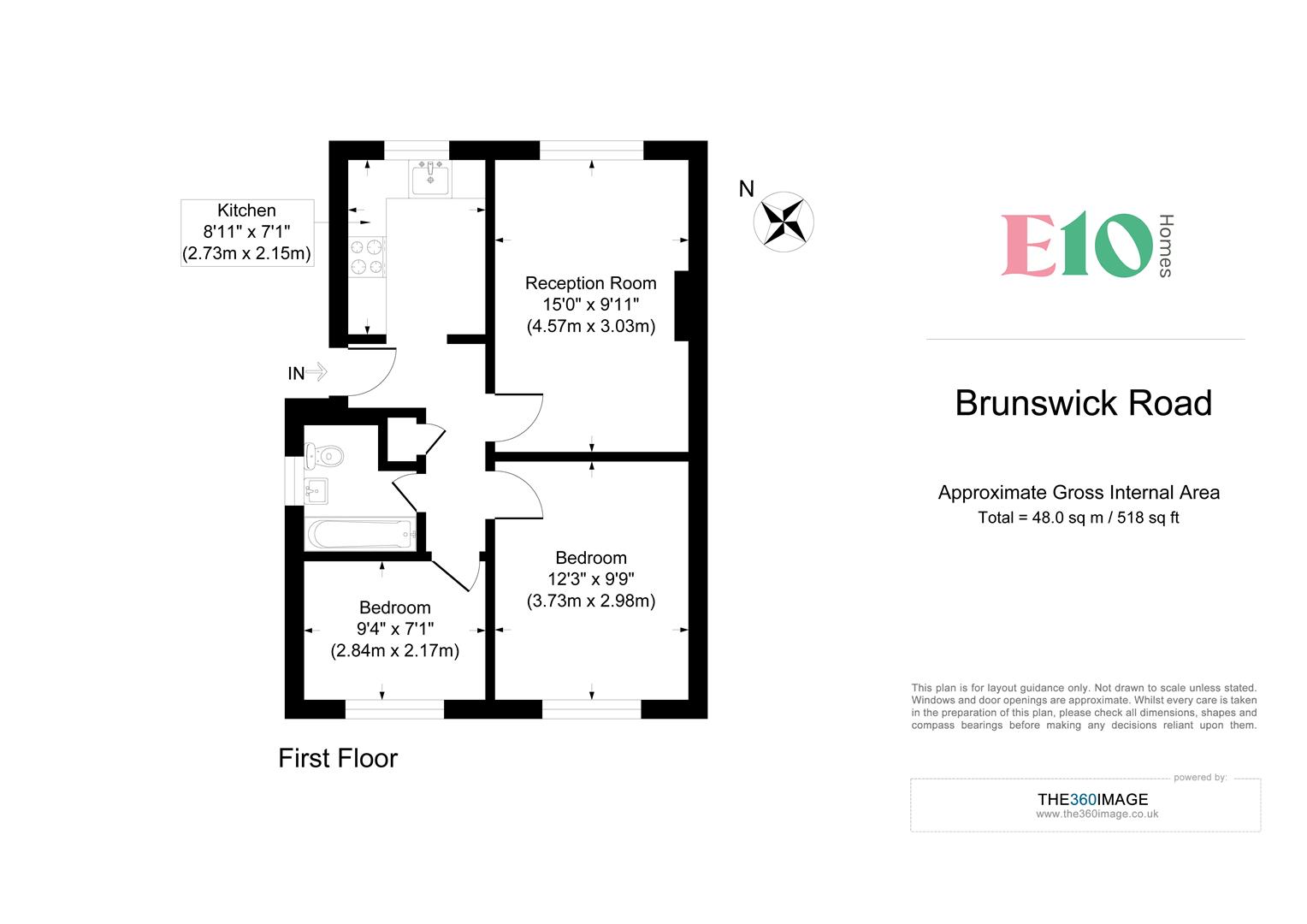 2 bed flat to rent in Brunswick Road, London - Property floorplan