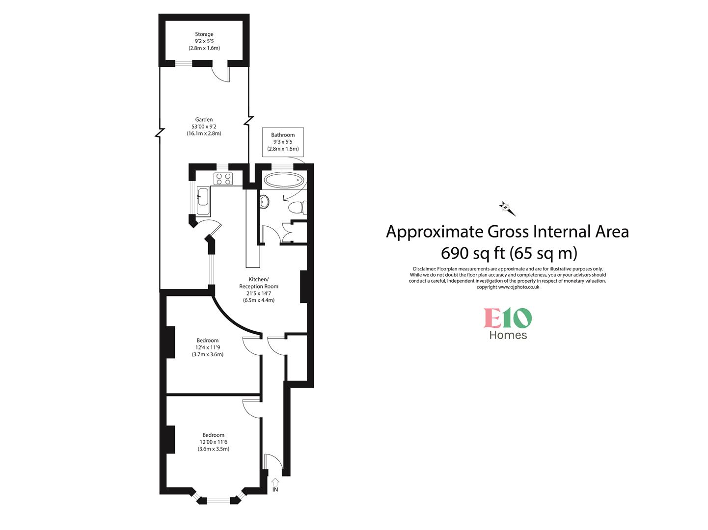 2 bed flat for sale in Goldsmith Road, London - Property floorplan