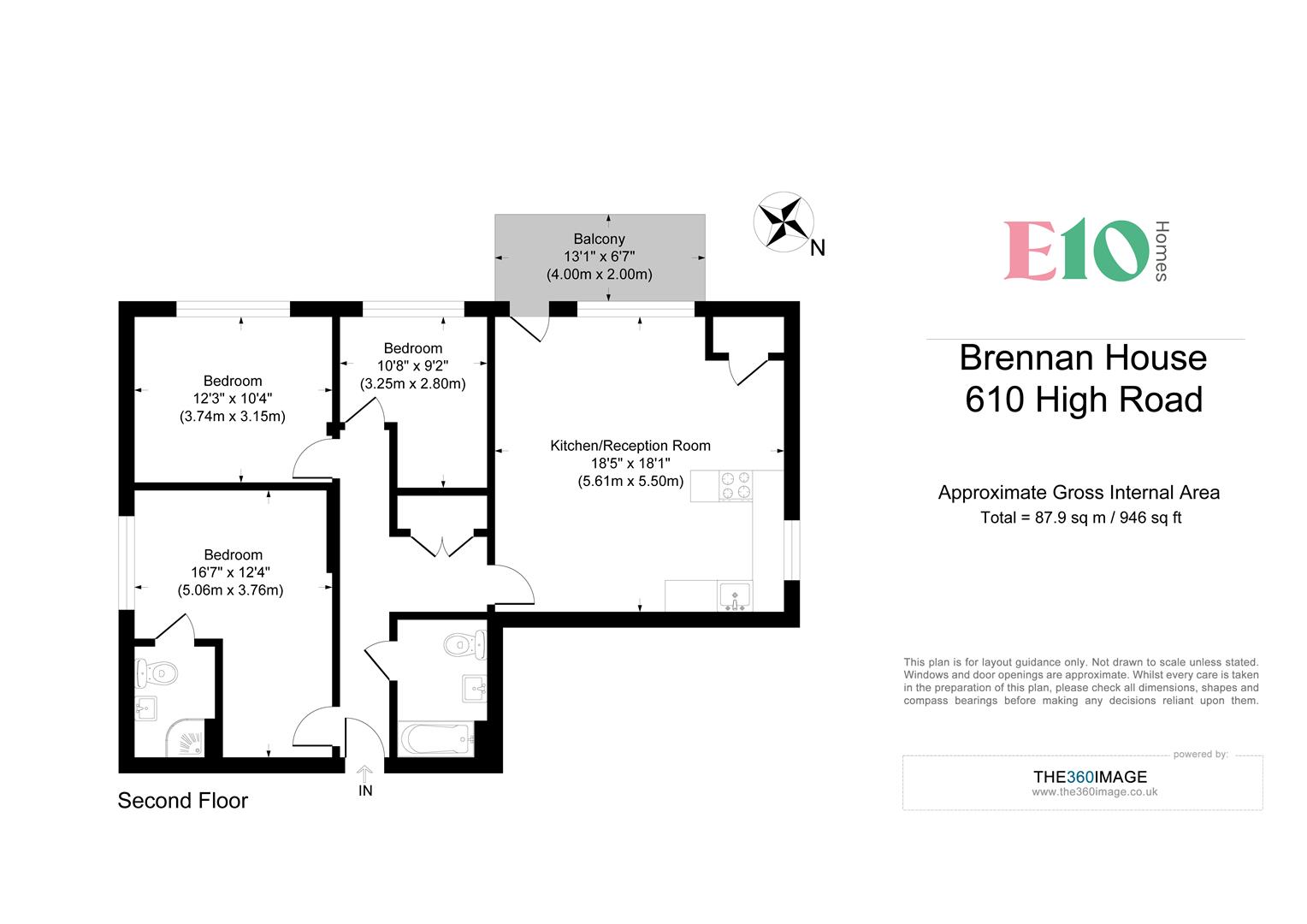 3 bed flat for sale in Brennan House, London - Property floorplan