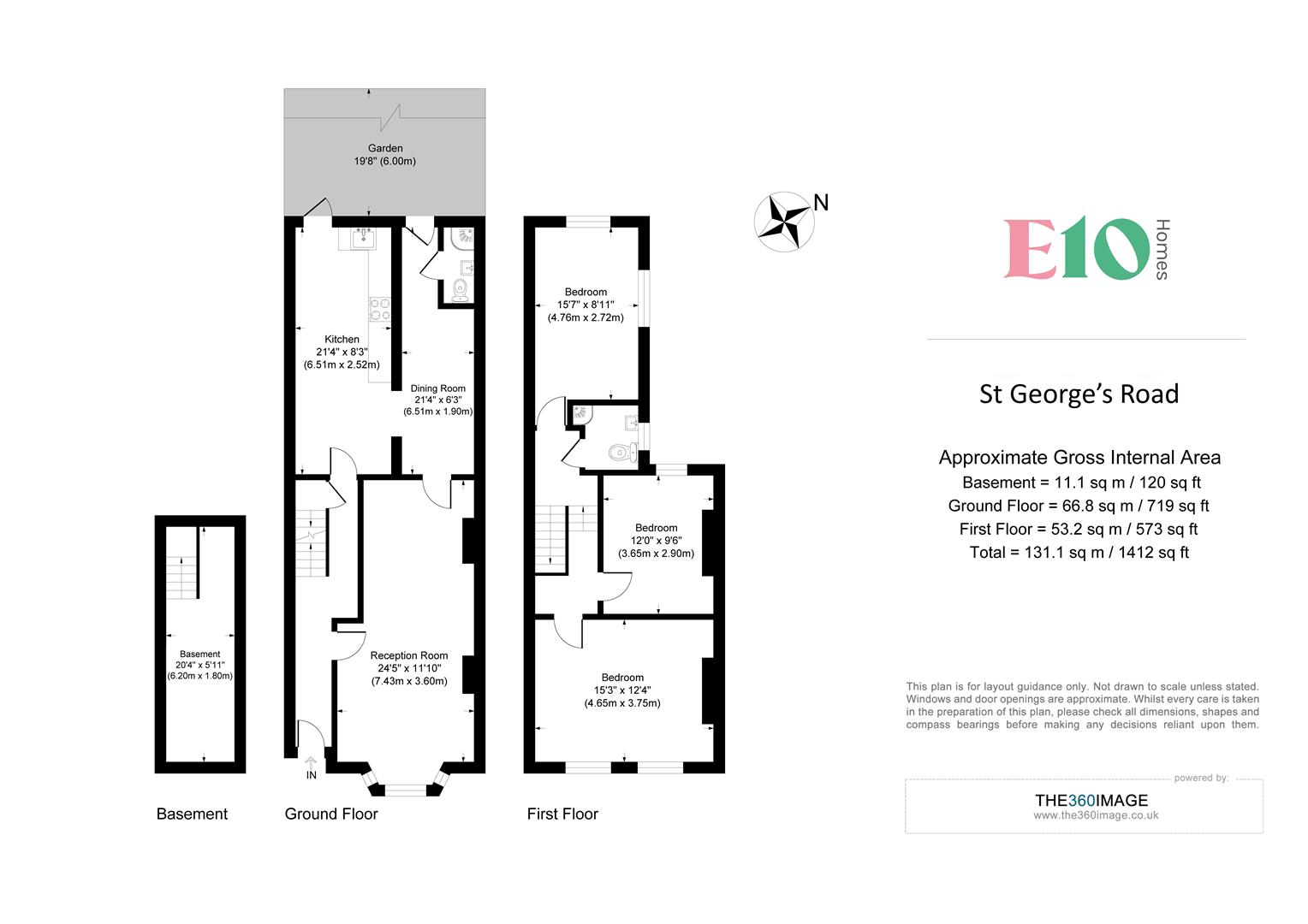 3 bed terraced house for sale in St. Georges Road, London - Property floorplan