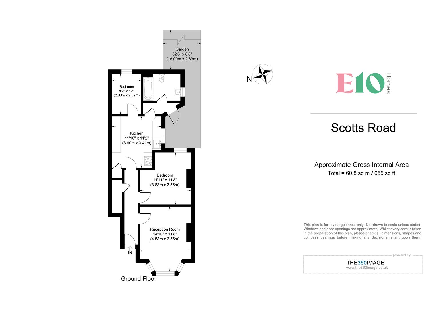 2 bed flat for sale in Scotts Road, London - Property floorplan