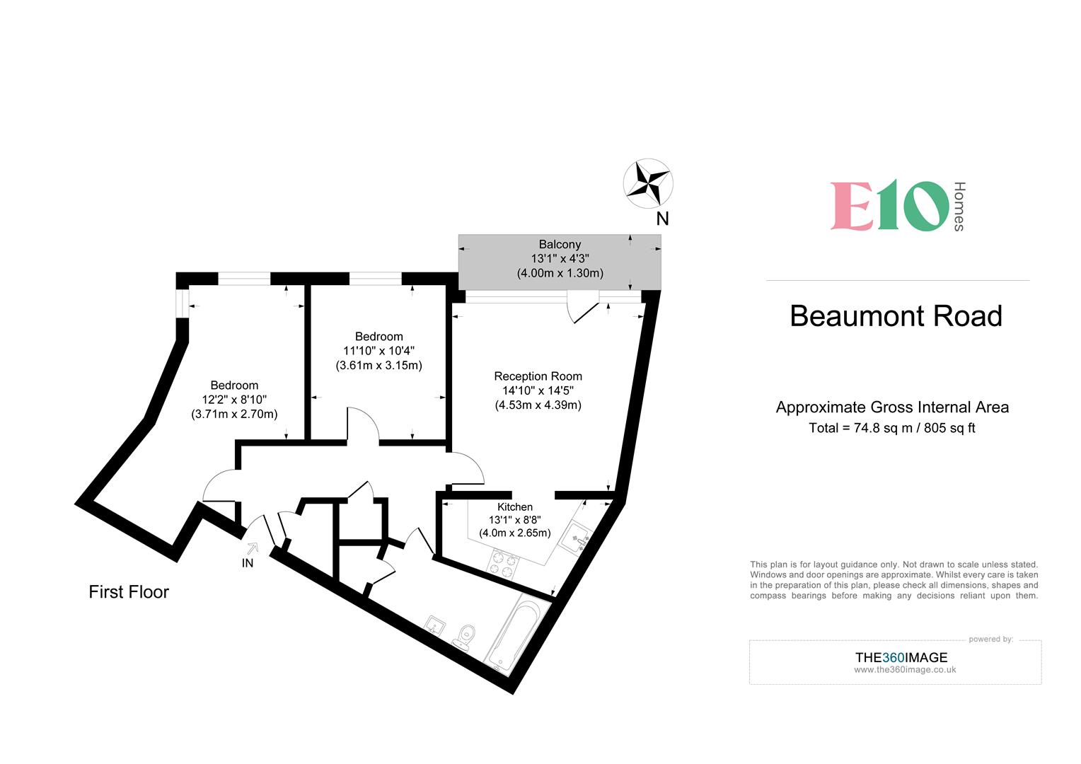 2 bed apartment for sale in Beaumont Road, London - Property floorplan