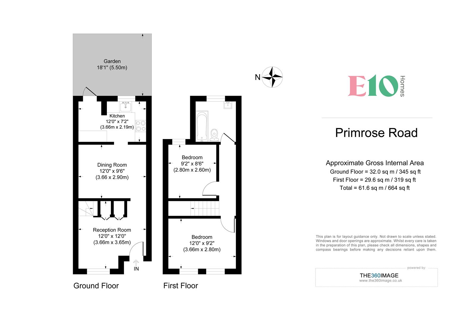 2 bed terraced house for sale in Primrose Road, London - Property floorplan