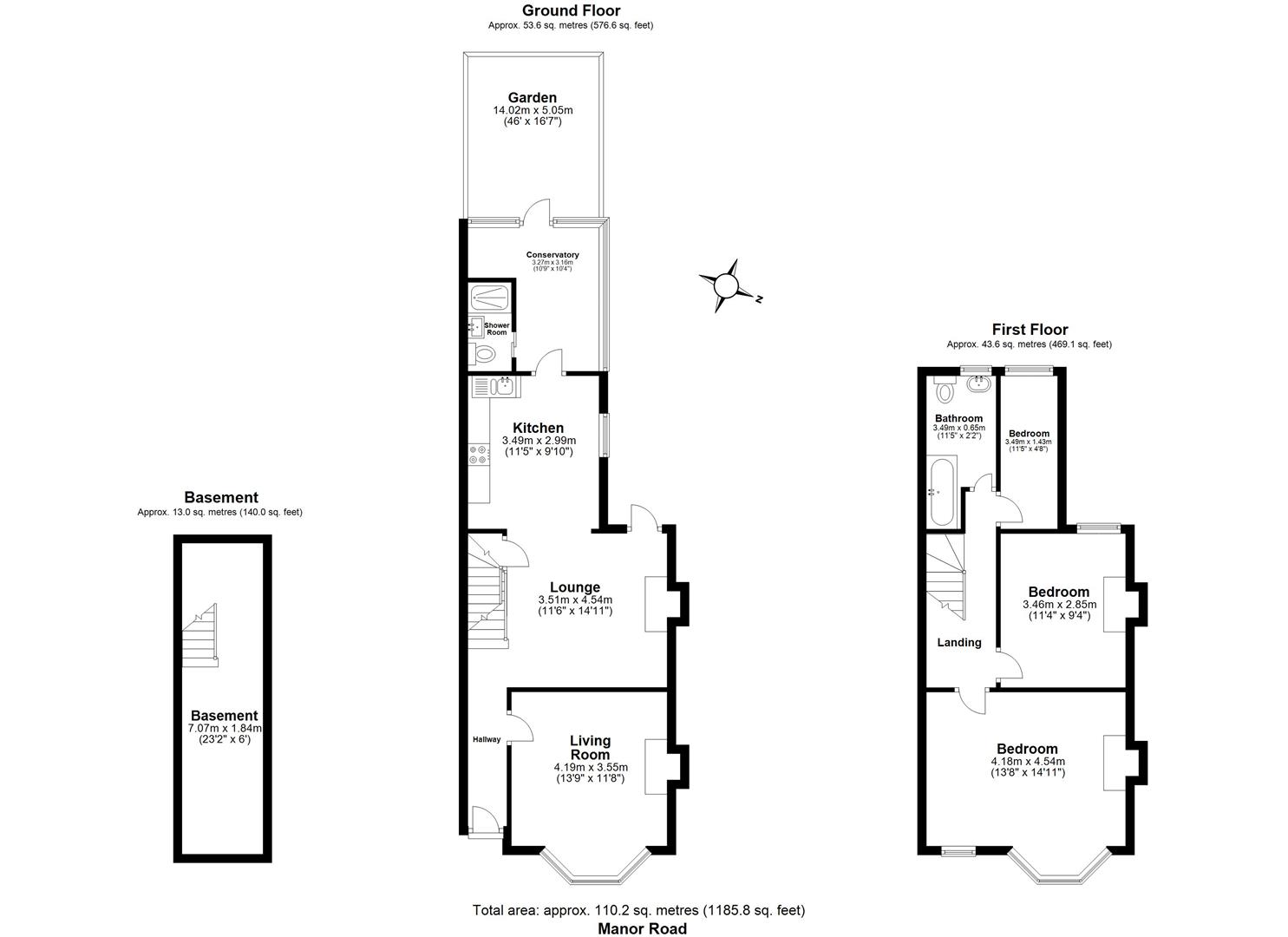 3 bed house for sale in Manor Road, London - Property floorplan