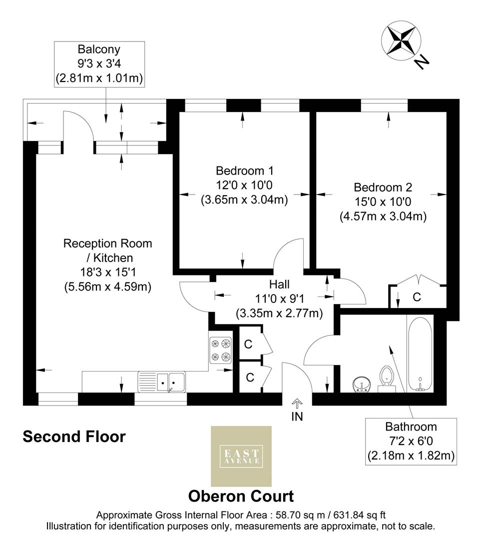 2 bed flat to rent in Oberon Court, London - Property floorplan