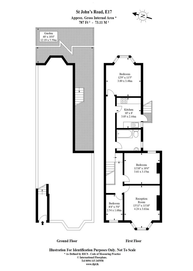 3 bed flat for sale in St. Johns Road, London - Property floorplan